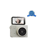 Evimdeyokyok 2K Mini Dijital Retro Video Kamera Flaşlı Dijital Vlog Mini Fotoğraf Makinesi Türkçe Menü Bej