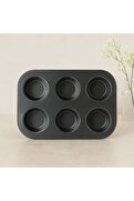 Ethab Ticaret Glb-Stl41414 6 Gözlü Siyah Metal Muffin Kalıbı