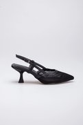 Lumis Shoes Kadın Siyah Fileli Topuklu Ayakkabı