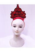 Go İthalat Happy Birthday Neon Kırmızı Renk Doğum Günü Tacı 24X15 Cm (4072)