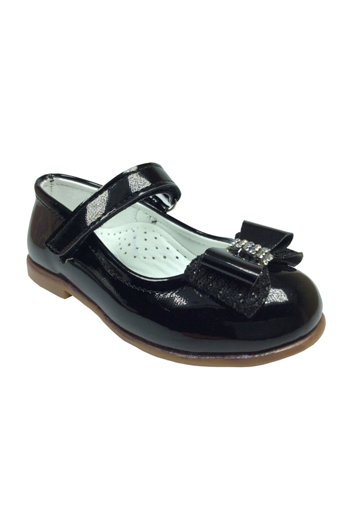 ORTAÇ Bebe Babet Ayakkabi Rugan Fiyonk Kiz Çocuk Deri