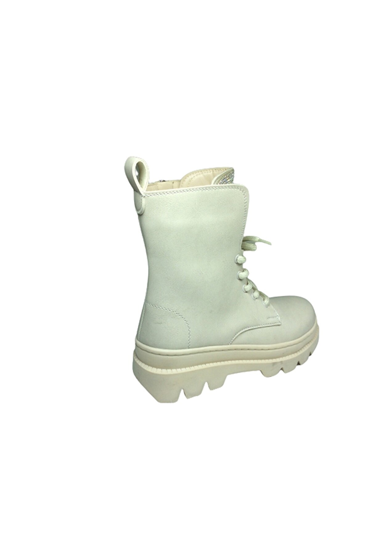 2002 Womenly Style Kadın Ten Bej Rengi̇ Taşlı Postal Bot Bağcıklı Ve Fermuarlı