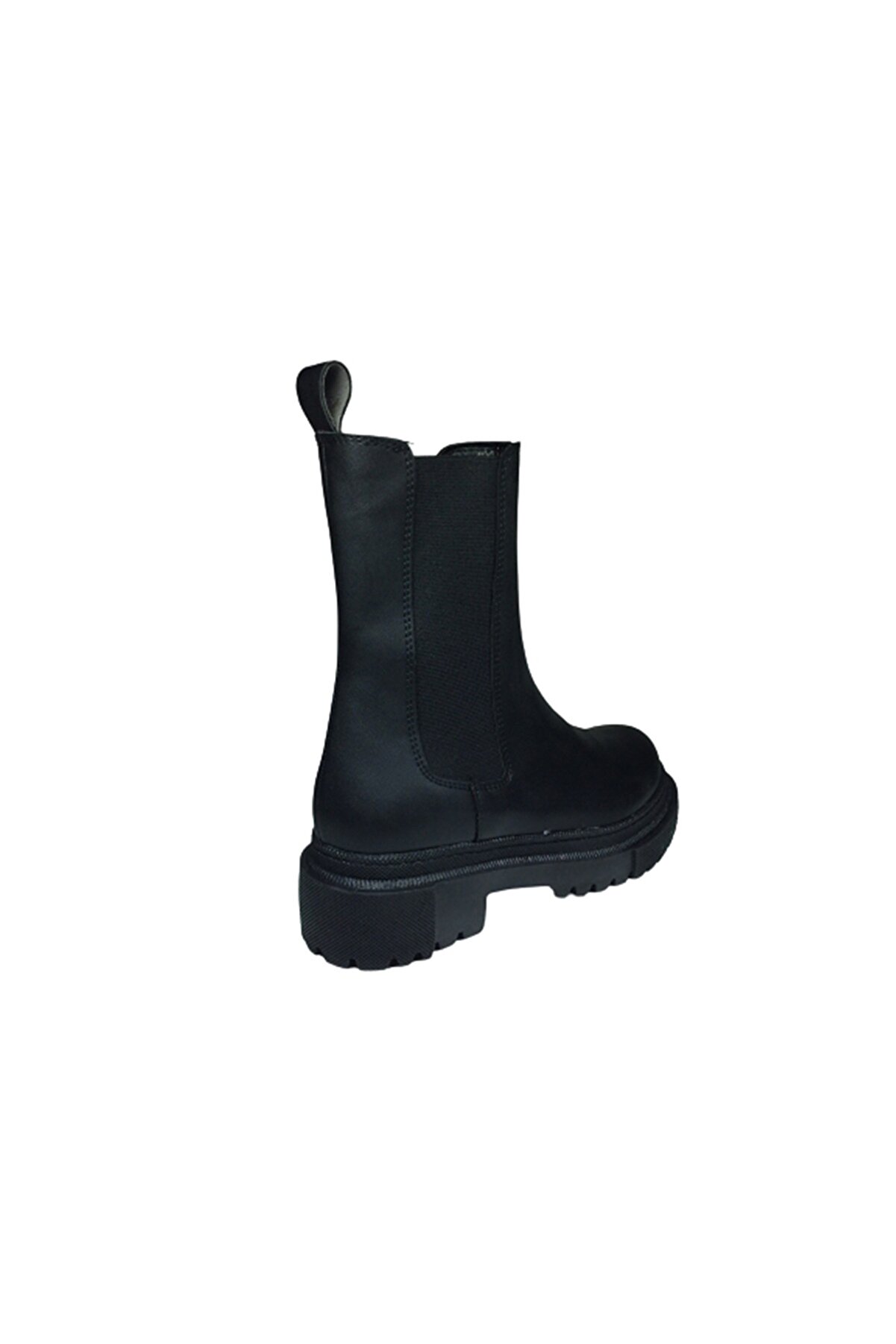 2004 Womenly Style Kadın Si̇yah Lasti̇kli̇ Bot Suni̇ Deri̇