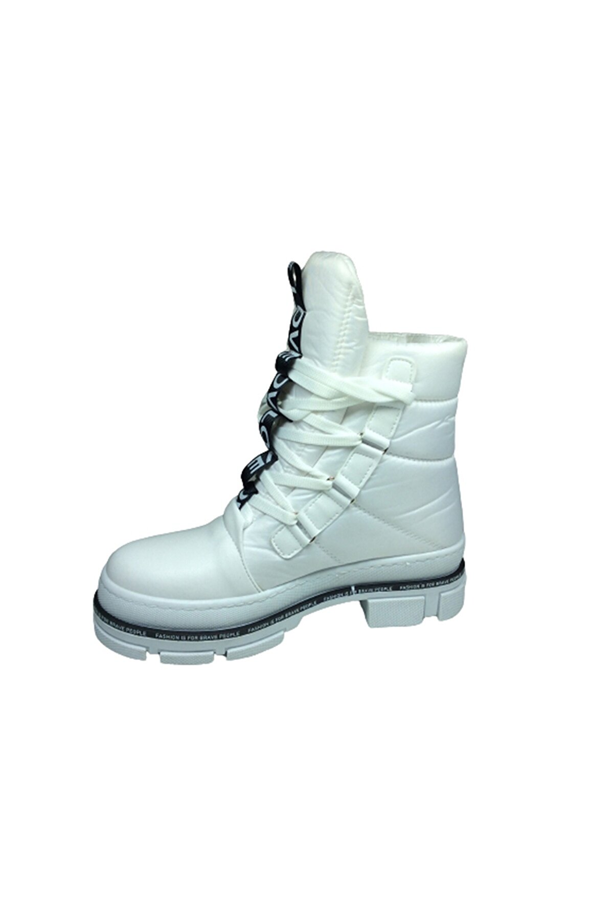 2002 Womenly Style Kadın Beyaz Kar Botu Paraşüt Kumaş Su Geçi̇rmez