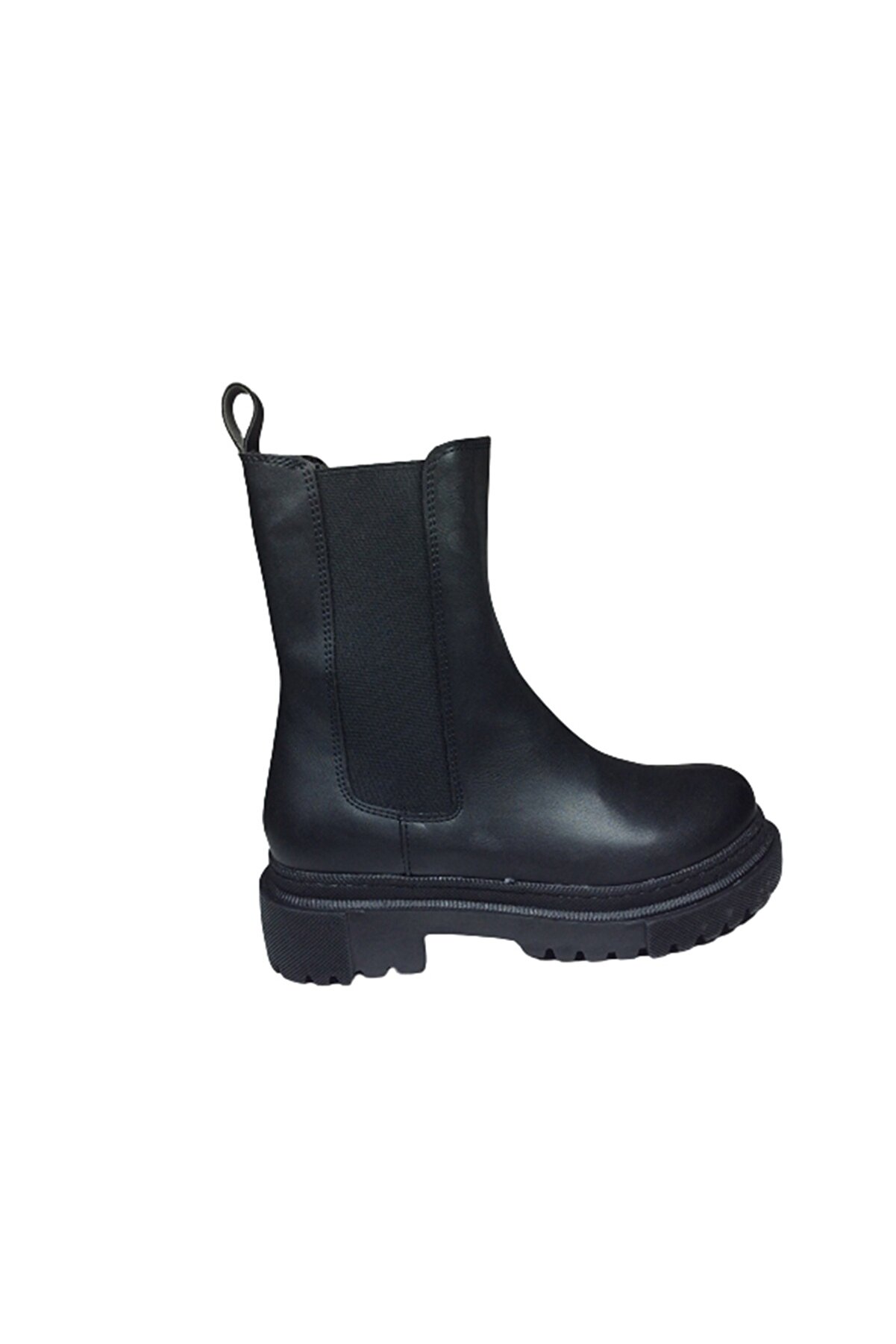 2004 Womenly Style Kadın Si̇yah Lasti̇kli̇ Bot Suni̇ Deri̇