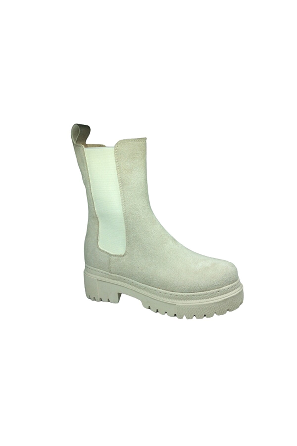 OrtopedikAL 2004 Womenly Style Kadın Ten Bej Renk Süet Lastikli Bot Suni Deri