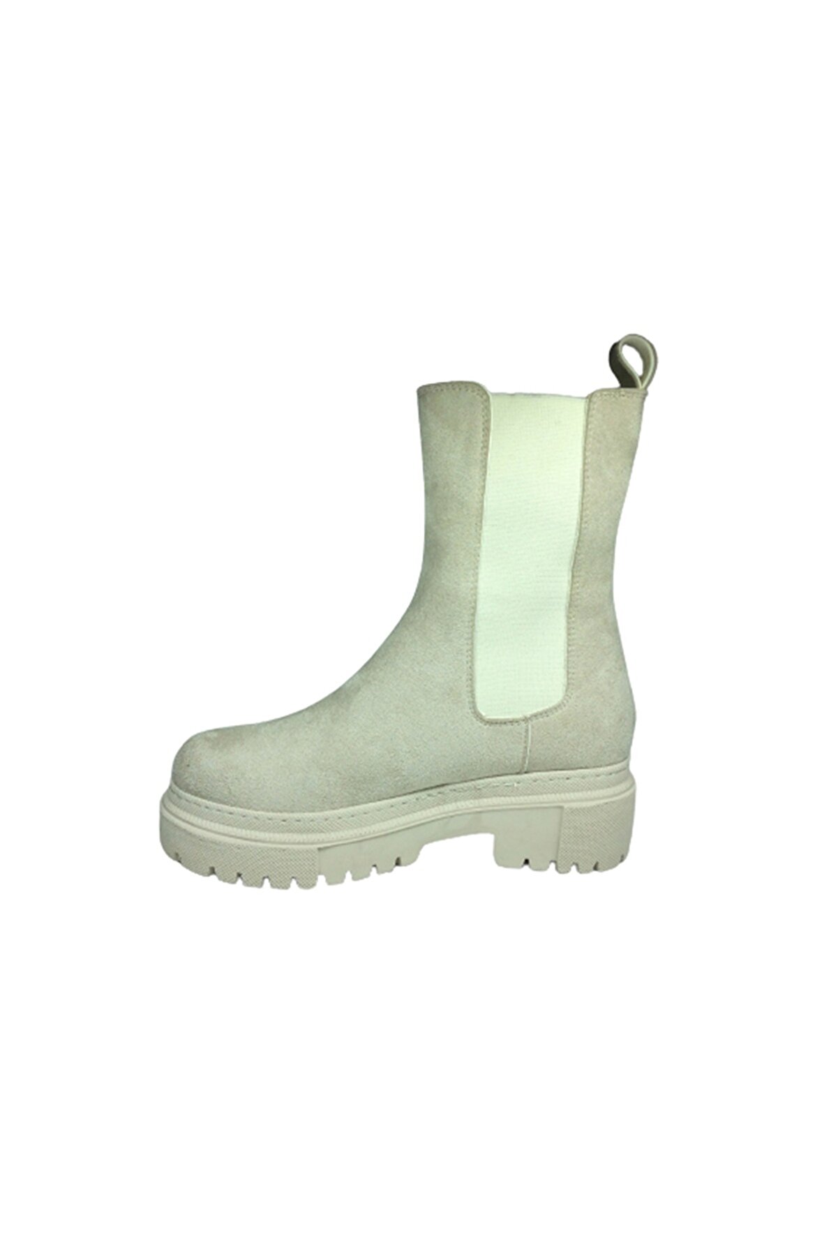 2004 Womenly Style Kadın Ten Bej Renk Süet Lasti̇kli̇ Bot Suni̇ Deri̇