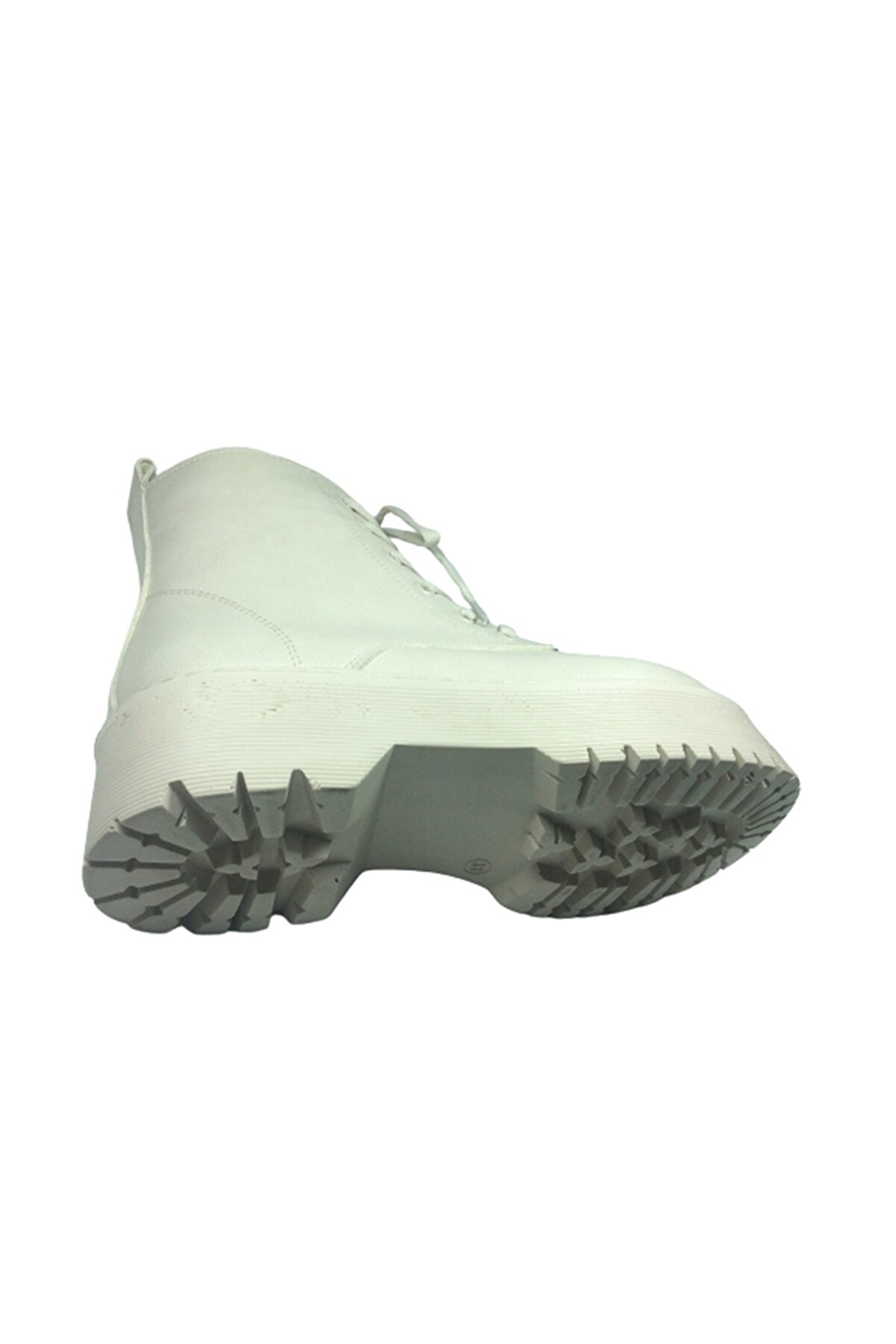 2001 Womenly Style Kadın Bej Bot Suni̇ Deri̇ Bağcıklı Ve Fermuarlı