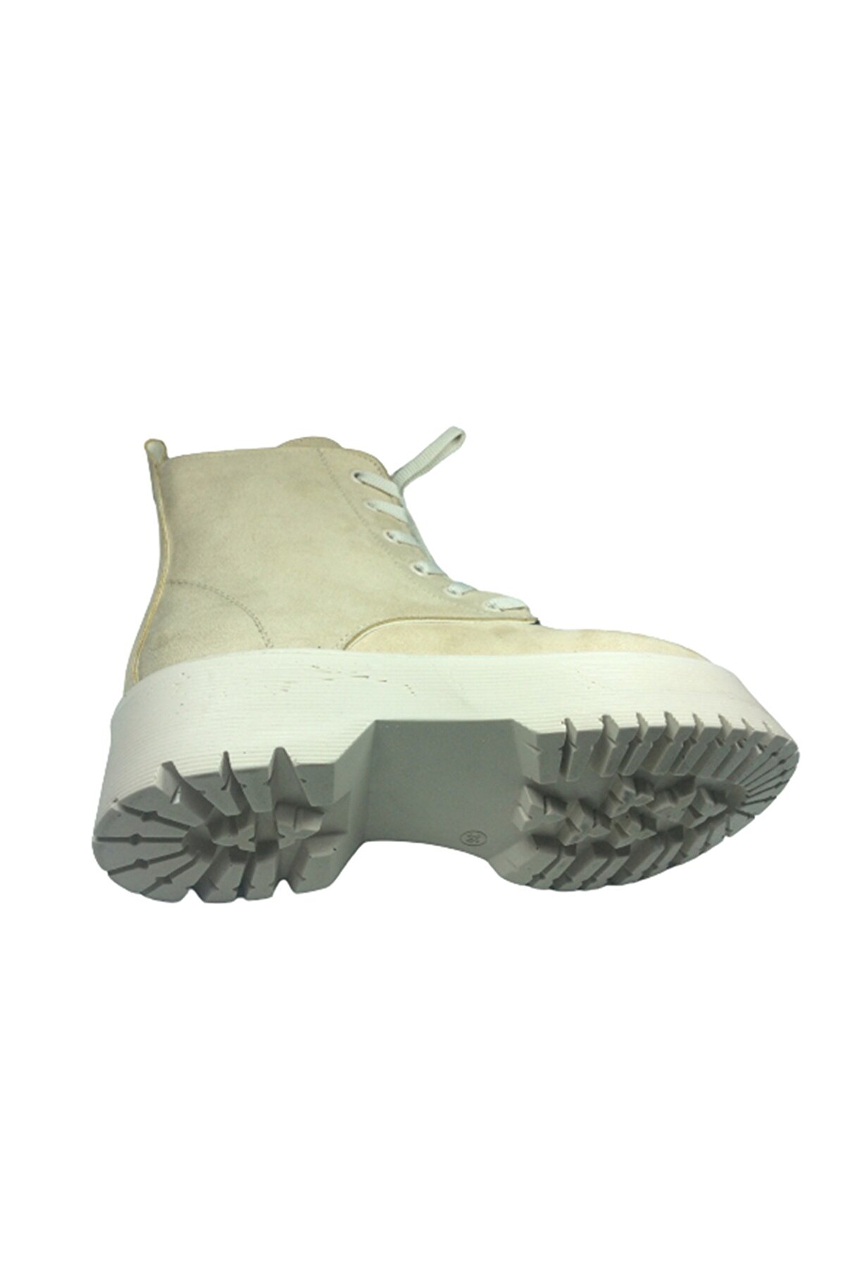 2001 Womenly Style Kadın Ten Bej Süet Bot Suni̇ Deri̇ Bağcıklı Ve Fermuarlı