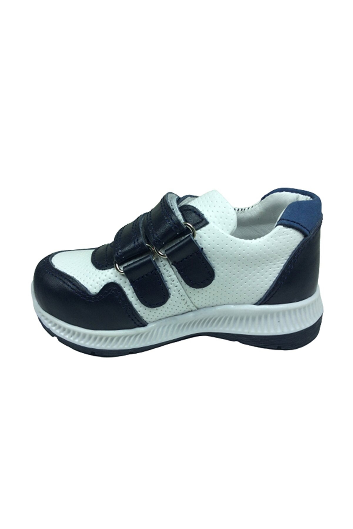 Ortopedi̇kal Bebe Erkek Çocuk Spor Ayakkabı 1 Laci̇vert-Beyaz Cırtlı Deri̇ Ortopedi̇k