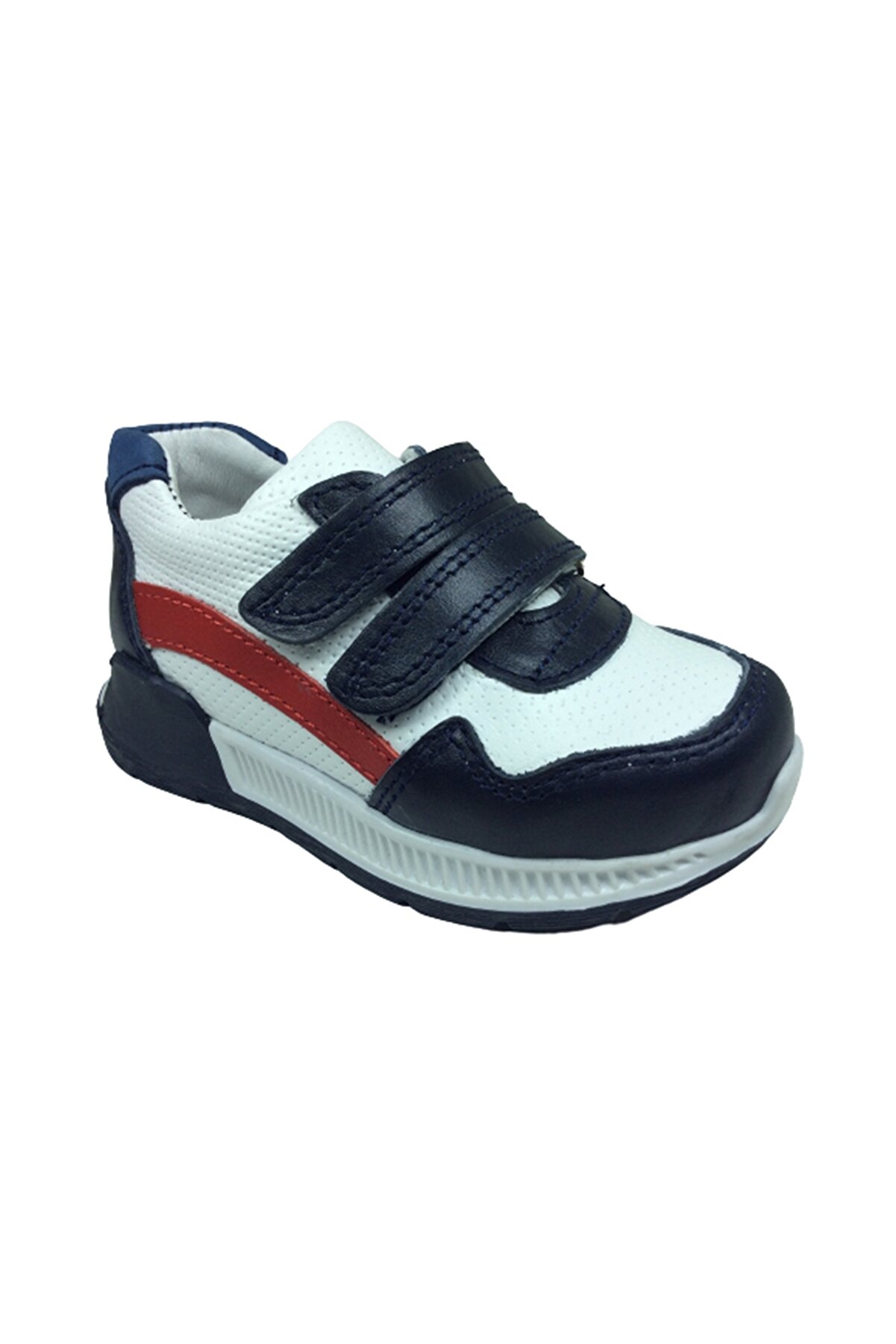 Ortopedi̇kal Bebe Erkek Çocuk Spor Ayakkabı 1 Laci̇vert-Beyaz Cırtlı Deri̇ Ortopedi̇k