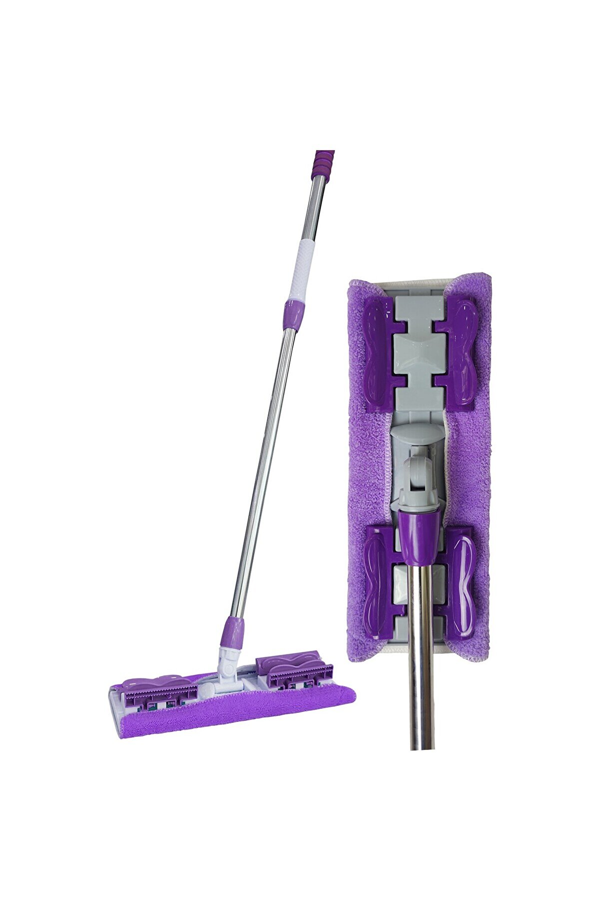 Go İthalat Si̇hi̇rli̇ Spi̇n Mop Teleskopi̇k &Ccedil;ok Ama&ccedil;lı Mop +1 Bez Hedi̇yeli̇ - Mor (3958)