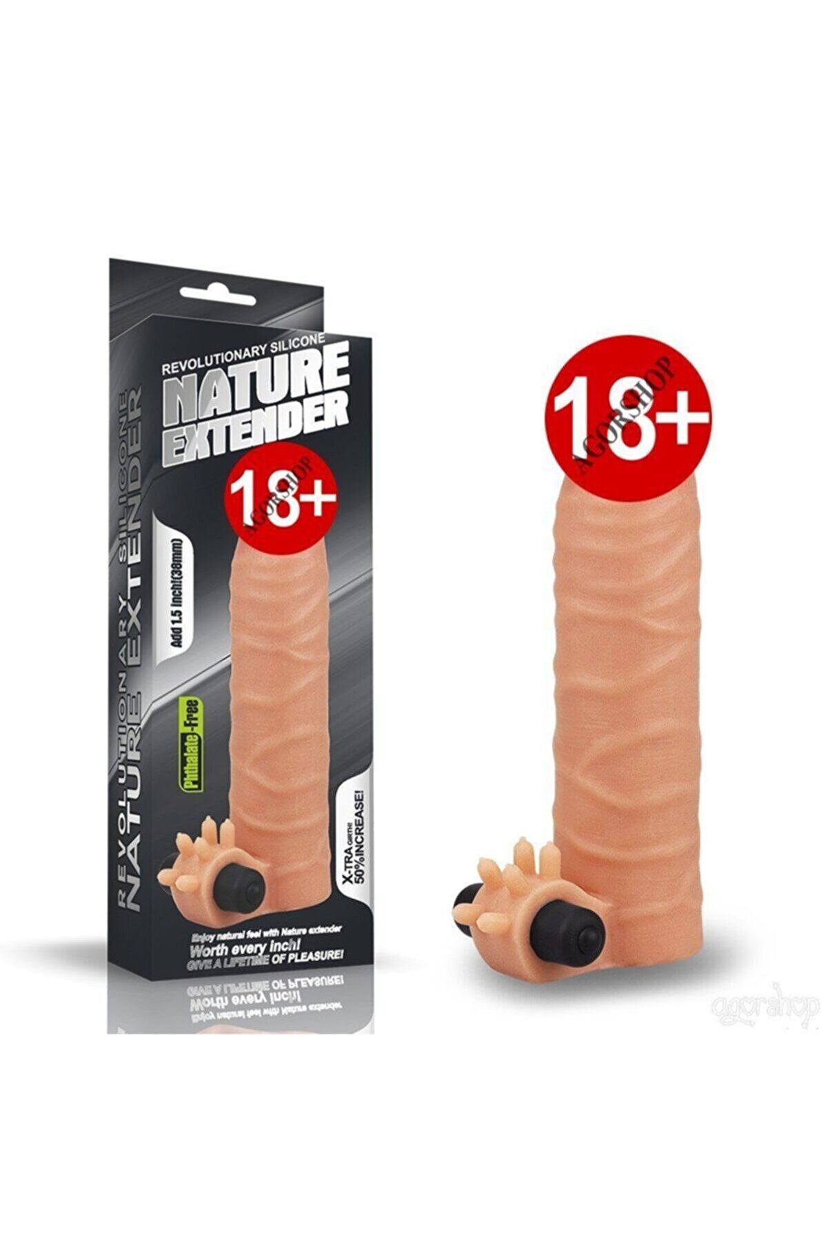 Meyrabest Nature-Extender Seri̇si̇ Ultra &Ccedil;ok Yumuşak Esnek &Ouml;zel Si̇li̇konlu Ti̇treşi̇mli̇ Peni̇s Kılıfı-Pk2088