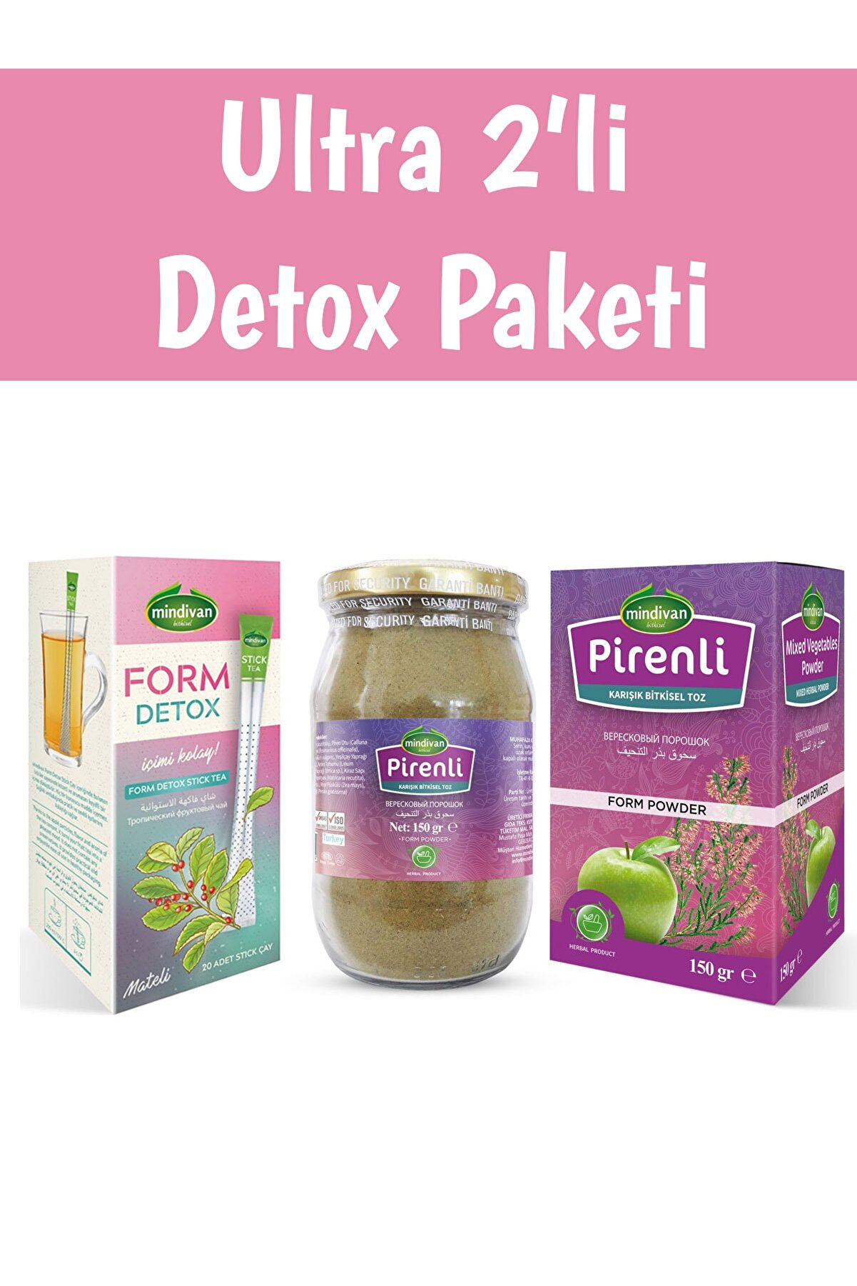 2 Li̇ Form Bi̇tki̇ Çayı Paketi̇ Pi̇renli̇ Toz Ve Sti̇ck Çay