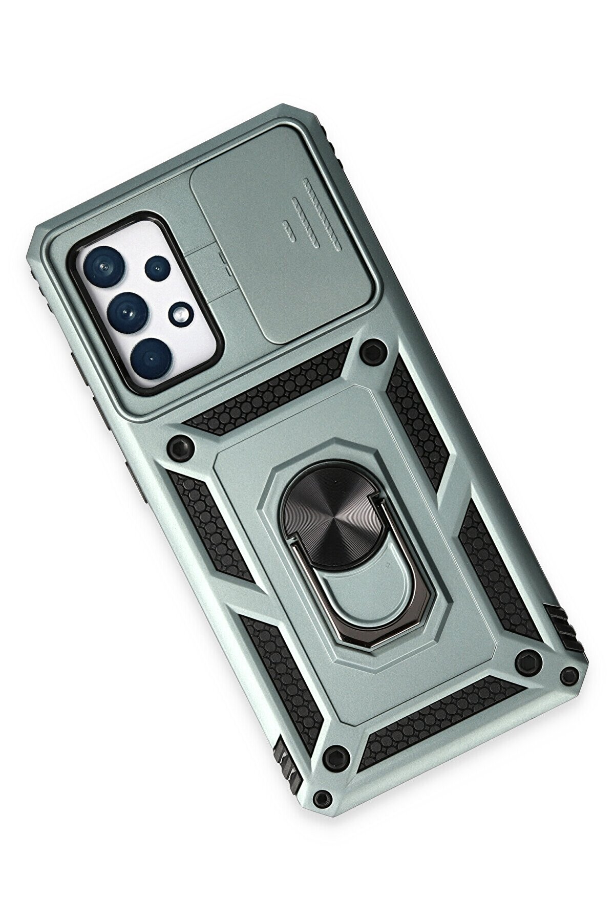 Samsung Galaxy A52 Kılıf Pars Lens Yüzüklü Si̇li̇kon - Yeşi̇l