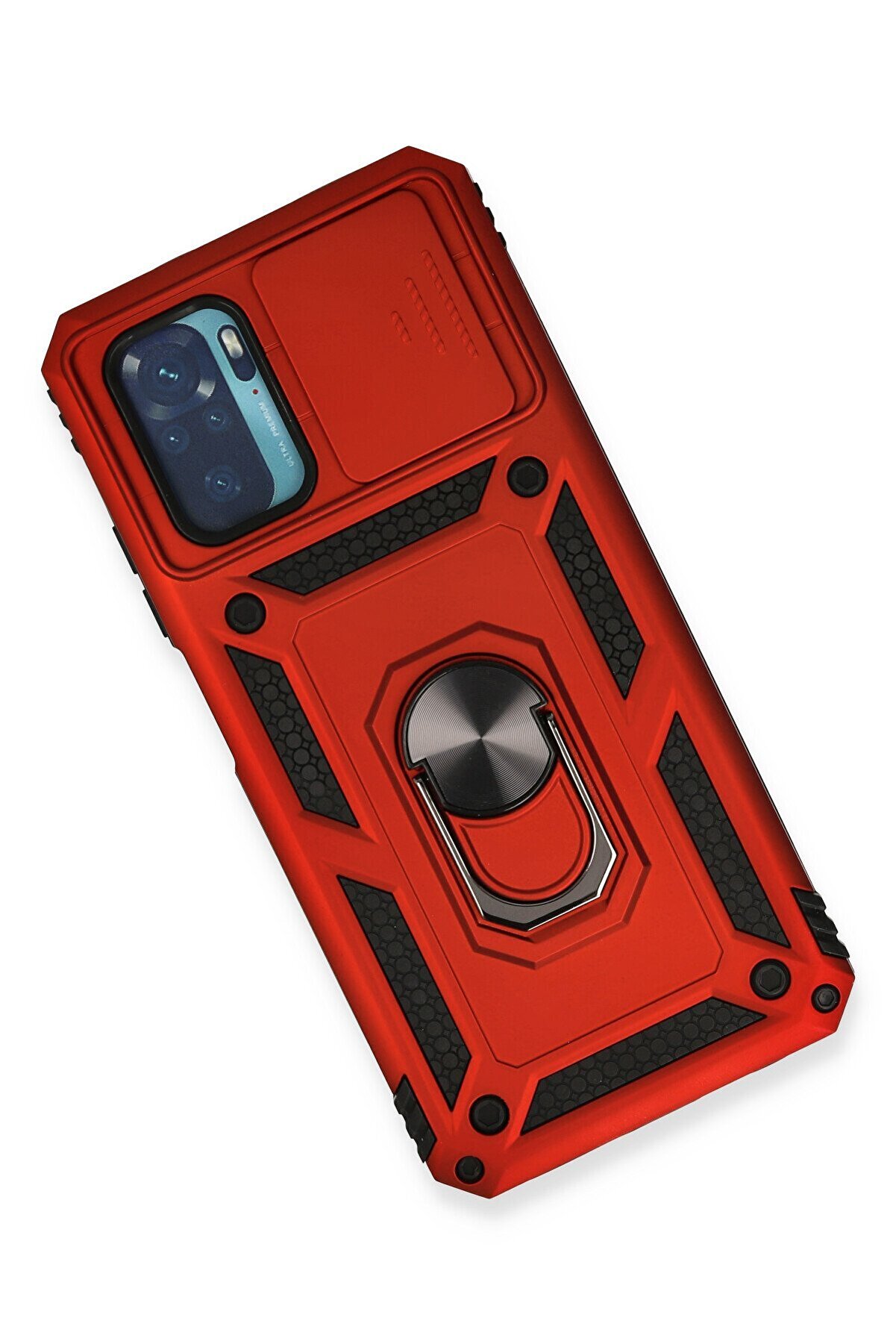 Xi̇aomi̇ Redmi̇ Note 10 Kılıf Pars Lens Yüzüklü Si̇li̇kon - Kırmızı