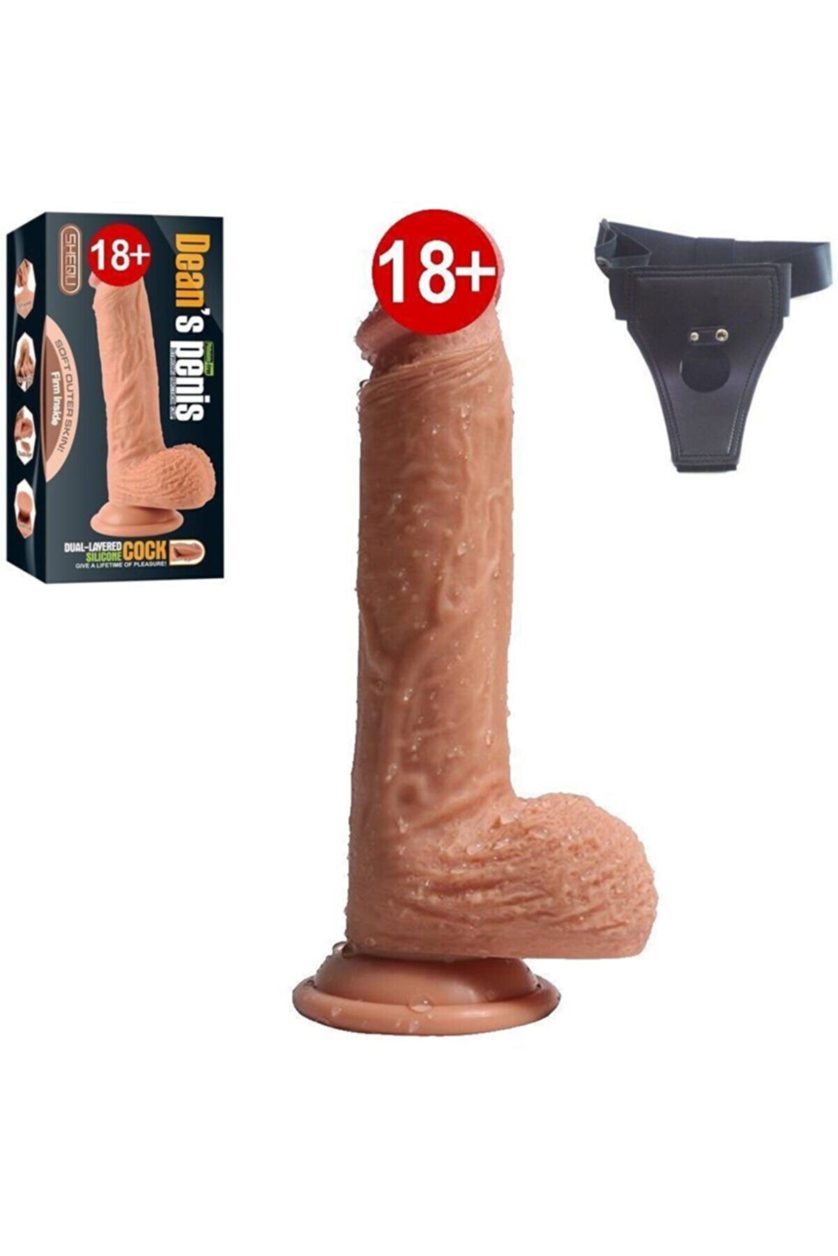 Meyrabest Shequ Deans &Ccedil;i̇ft Katmanlı Ger&ccedil;ek&ccedil;i̇ Strapon Kemerli̇ Peni̇s  21 Cm