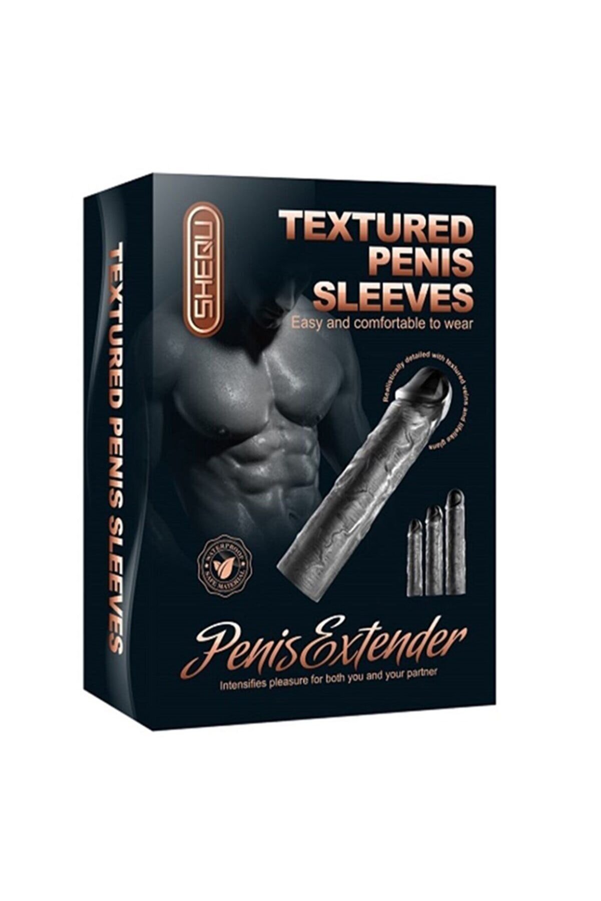 Meyrabest Shequ Textured Peni̇s Sleeves Dolgulu Sli̇kon Peni̇s Kılıfı Seti̇ Black