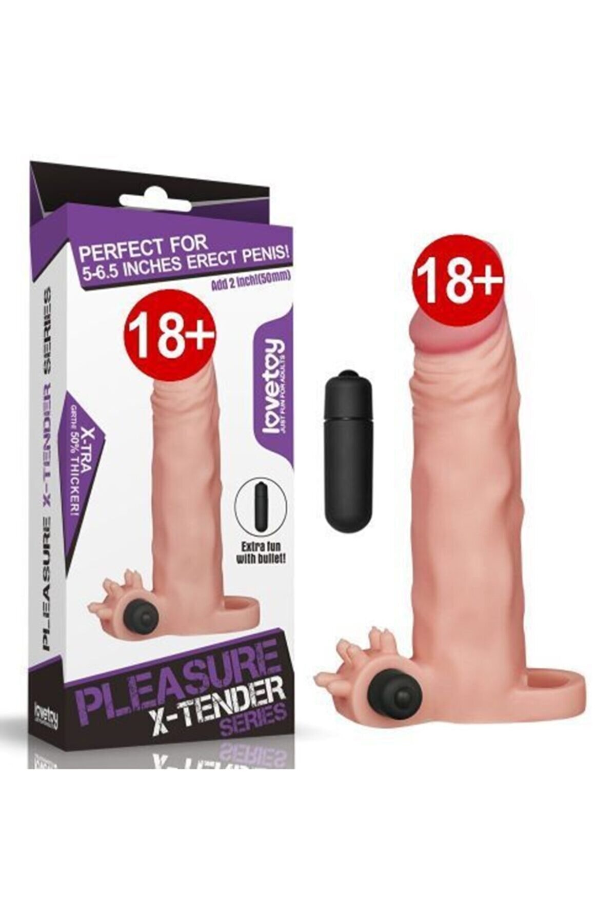 Leten Hi̇jyeni̇k Medi̇kal Si̇li̇kon Lovetoy X-Tender Reali̇sti̇k Ti̇treşi̇mli̇ 5 Cm Dolgulu Peni̇s Kılıfı-Pk2090