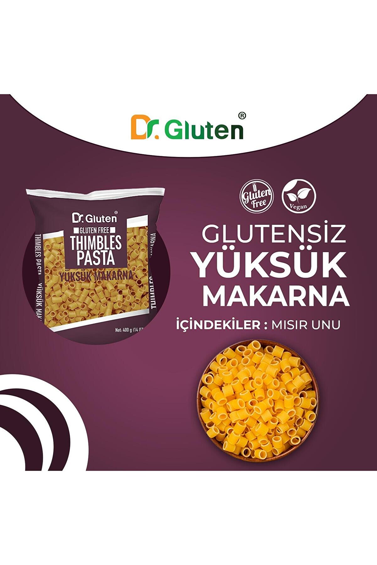 Glutensi̇z Makarna Yüksük Makarna 400 Gr.