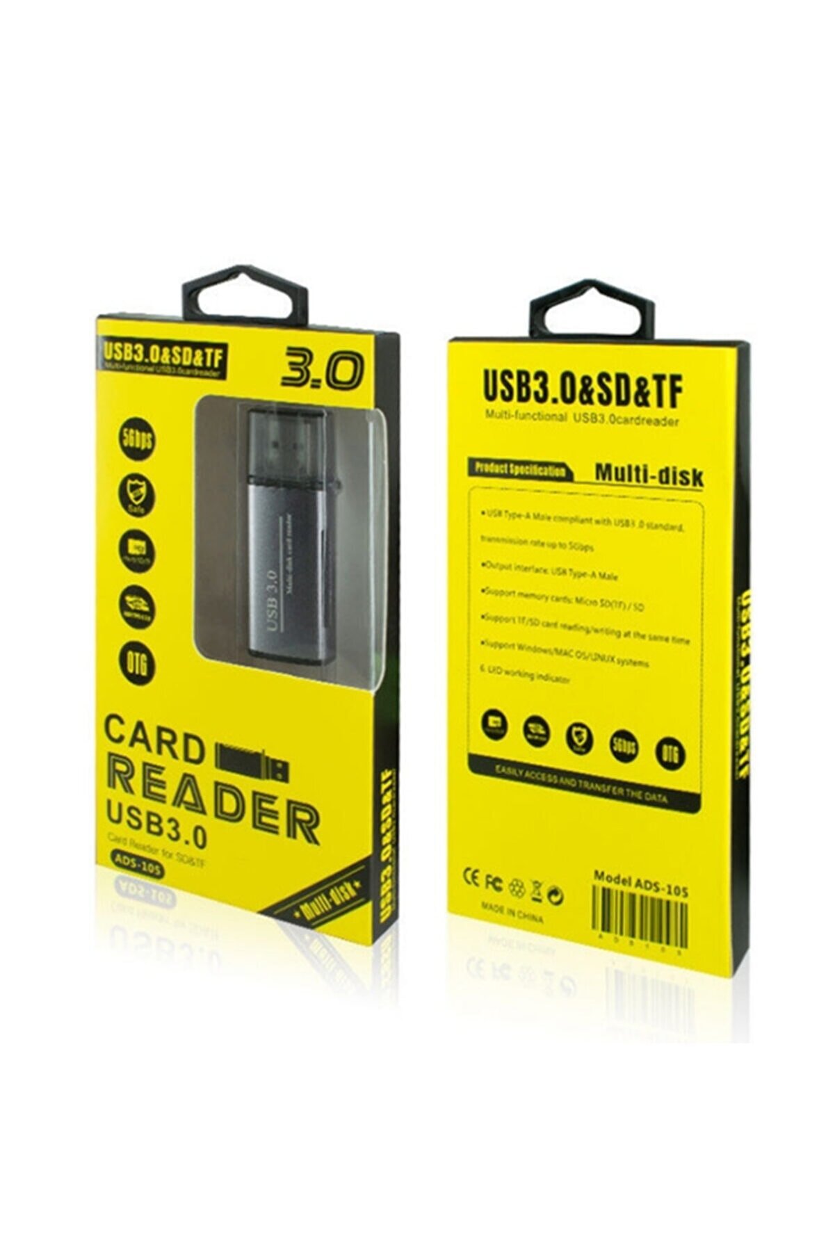 Ads-105 Usb 3.0 Hızlı Card Reader Sd/Tf Hafıza Kart Okuyucu-(5775)