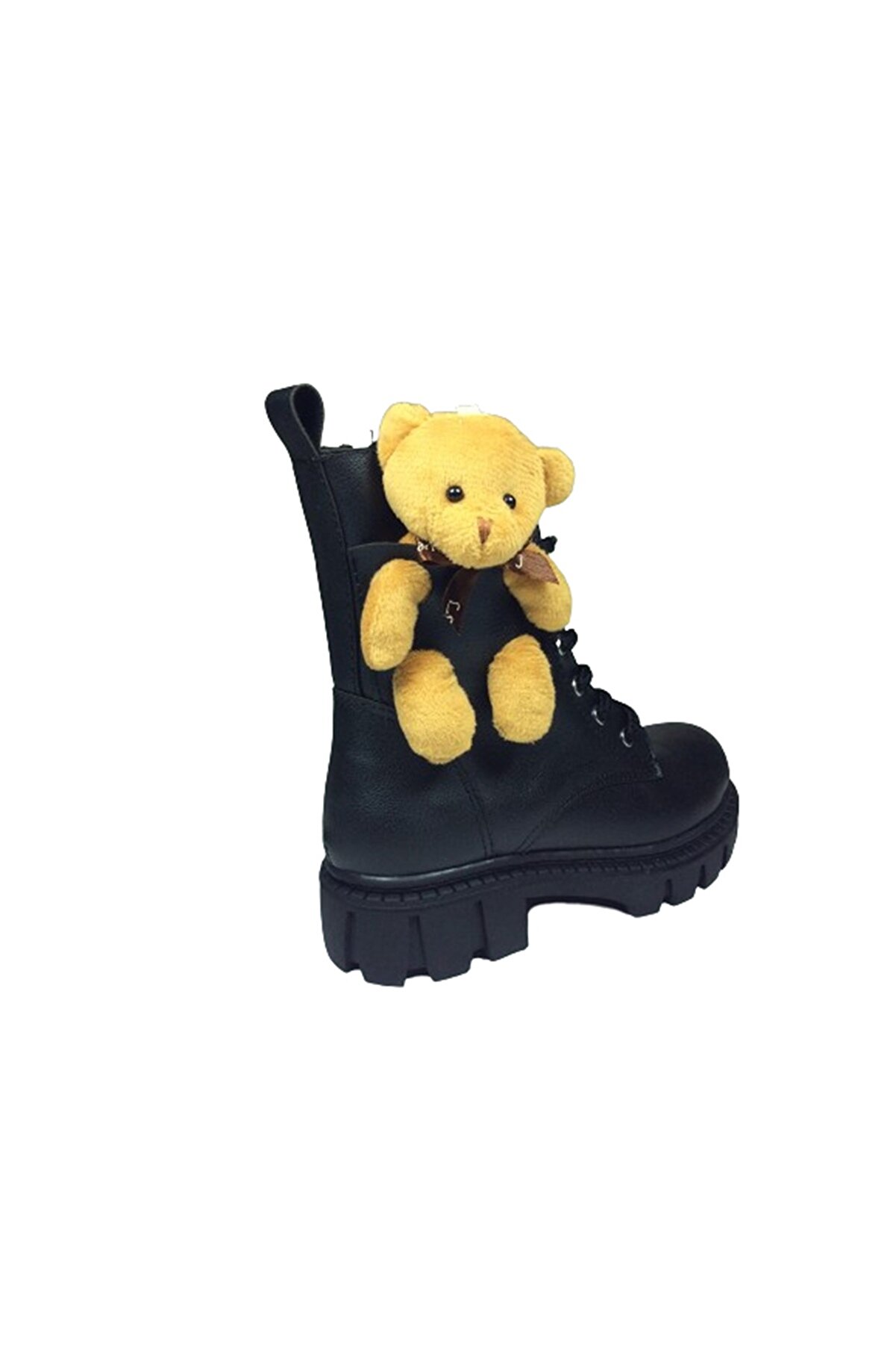 1087 Pati̇k Kız Çocuk Si̇yah Ayıcıklı Bot Bağcıklı Yanı Fermuarlı Anatomi̇k