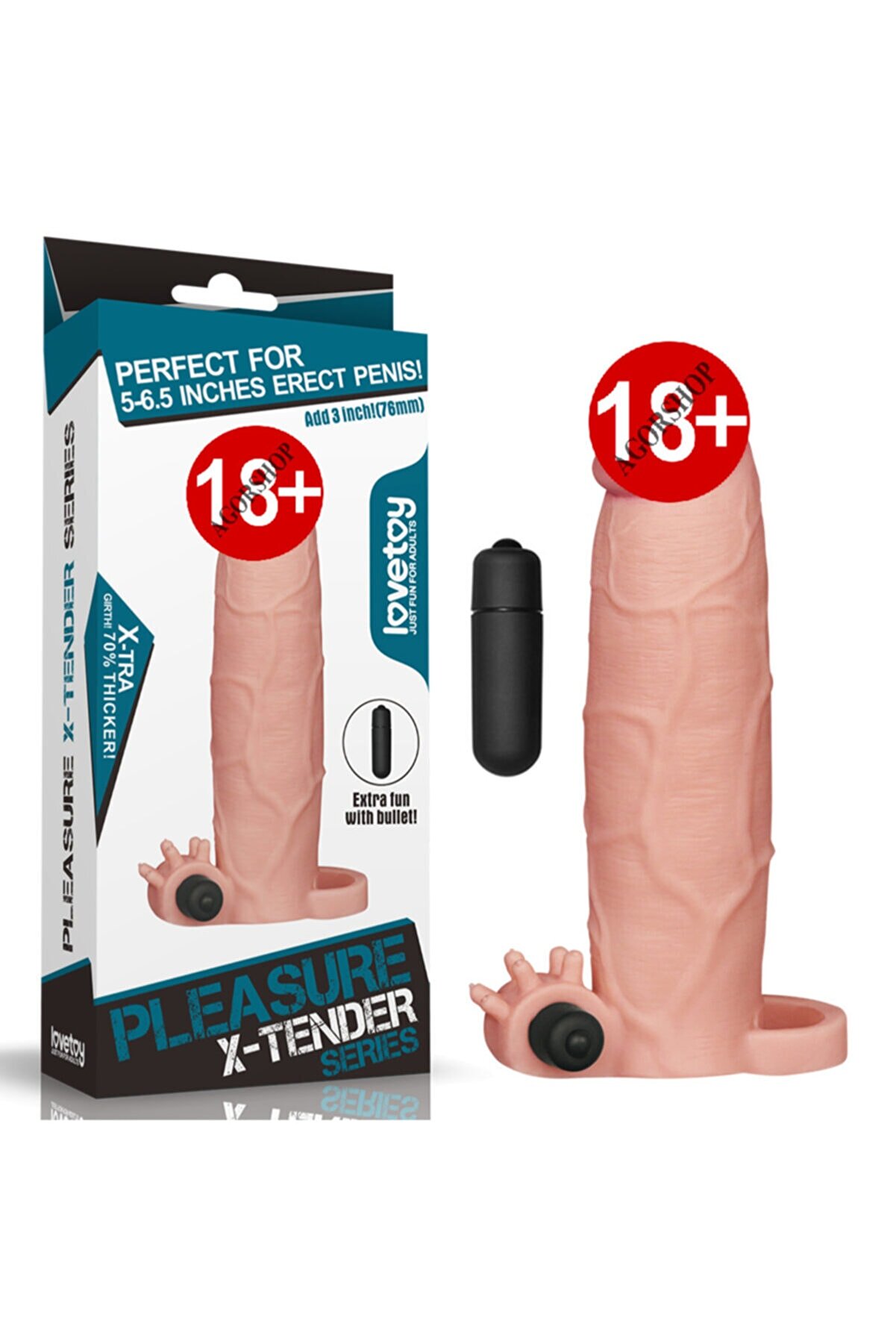 Lovetoy Pleasure X Tender Vi̇brati̇ng Sleeve Uzatmalı Peni̇s Kılıfı 7.6 Cm Lv1066