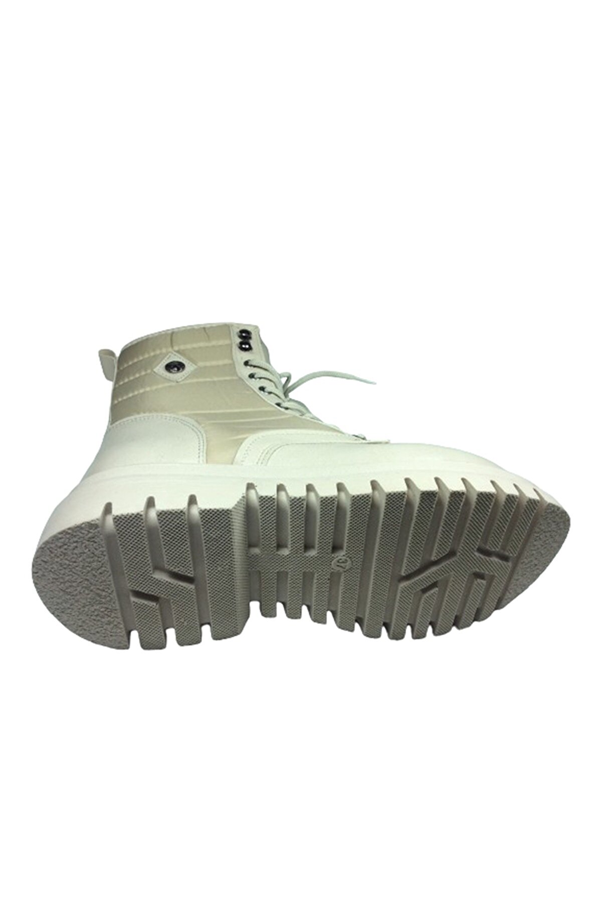 2005 Womenly Style Kadın Bot Bej Yanı Paraşüt Kumaşlı Bağcıklı Ve Fermuarlı Bot Deri̇