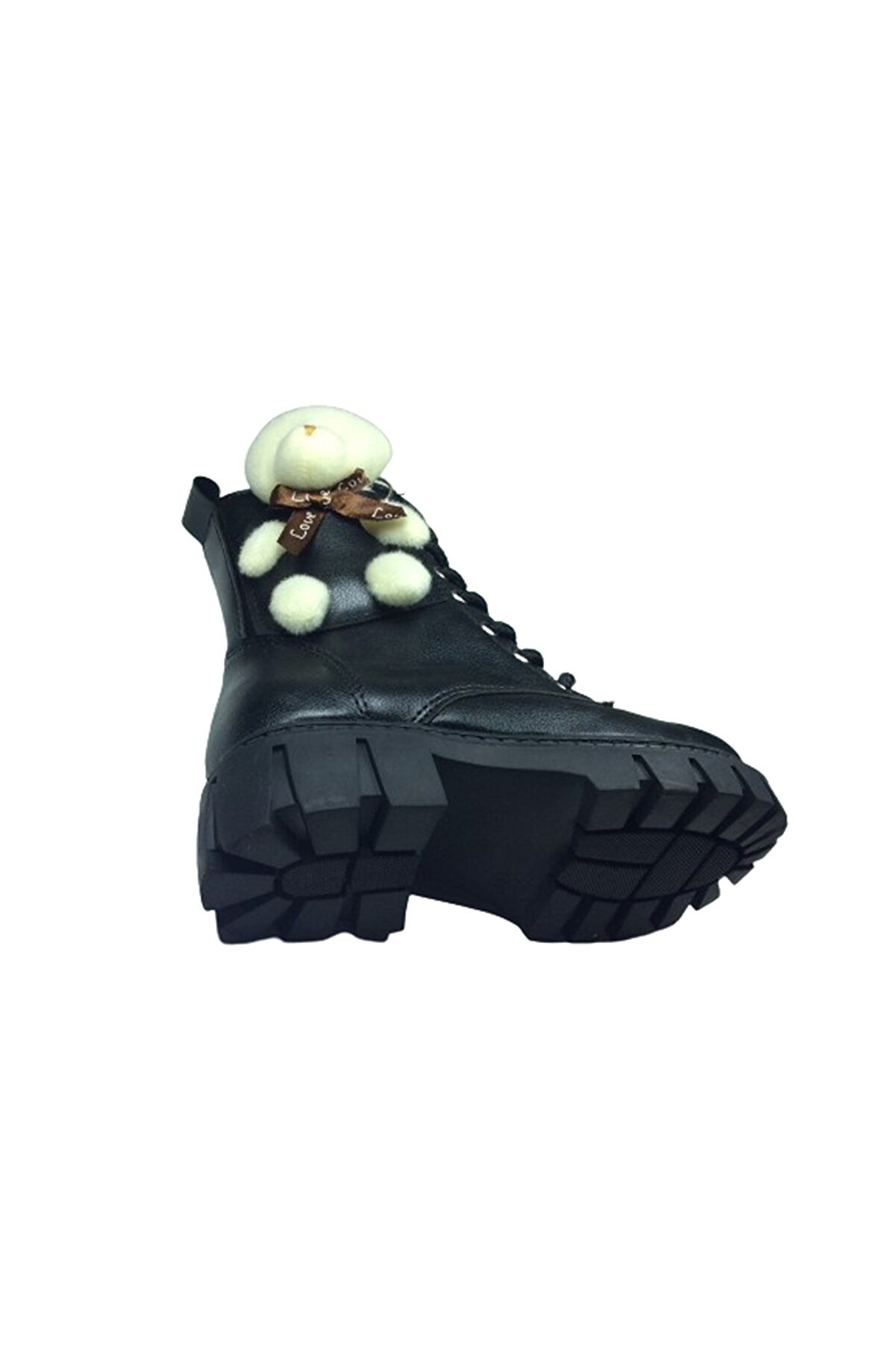 1087 Pati̇k Kız Çocuk Si̇yah 2 Ayıcıklı Bot Bağcıklı Yanı Fermuarlı Anatomi̇k