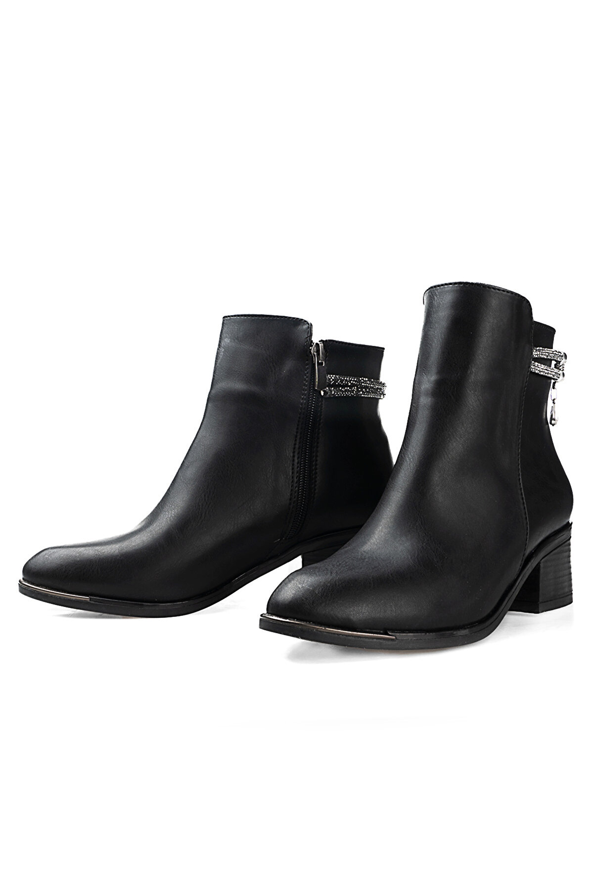 Li̇o Shoes Venüs Kadın Taşlı Si̇yah Fermuarlı Bot