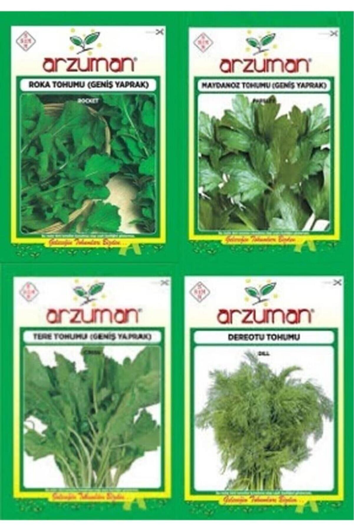 Arzuman Tohum Bahceziraat Set3 Roka Maydonoz Tere Dere Otu Tohumları 4 Adet