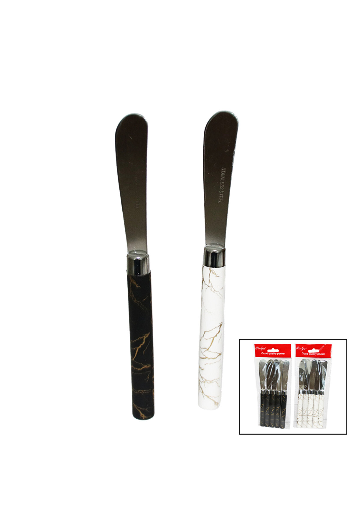 Go İthalat 5 Adet Uzun Kahvaltı Bı&ccedil;ak - Mermer Desen Saplı (0)