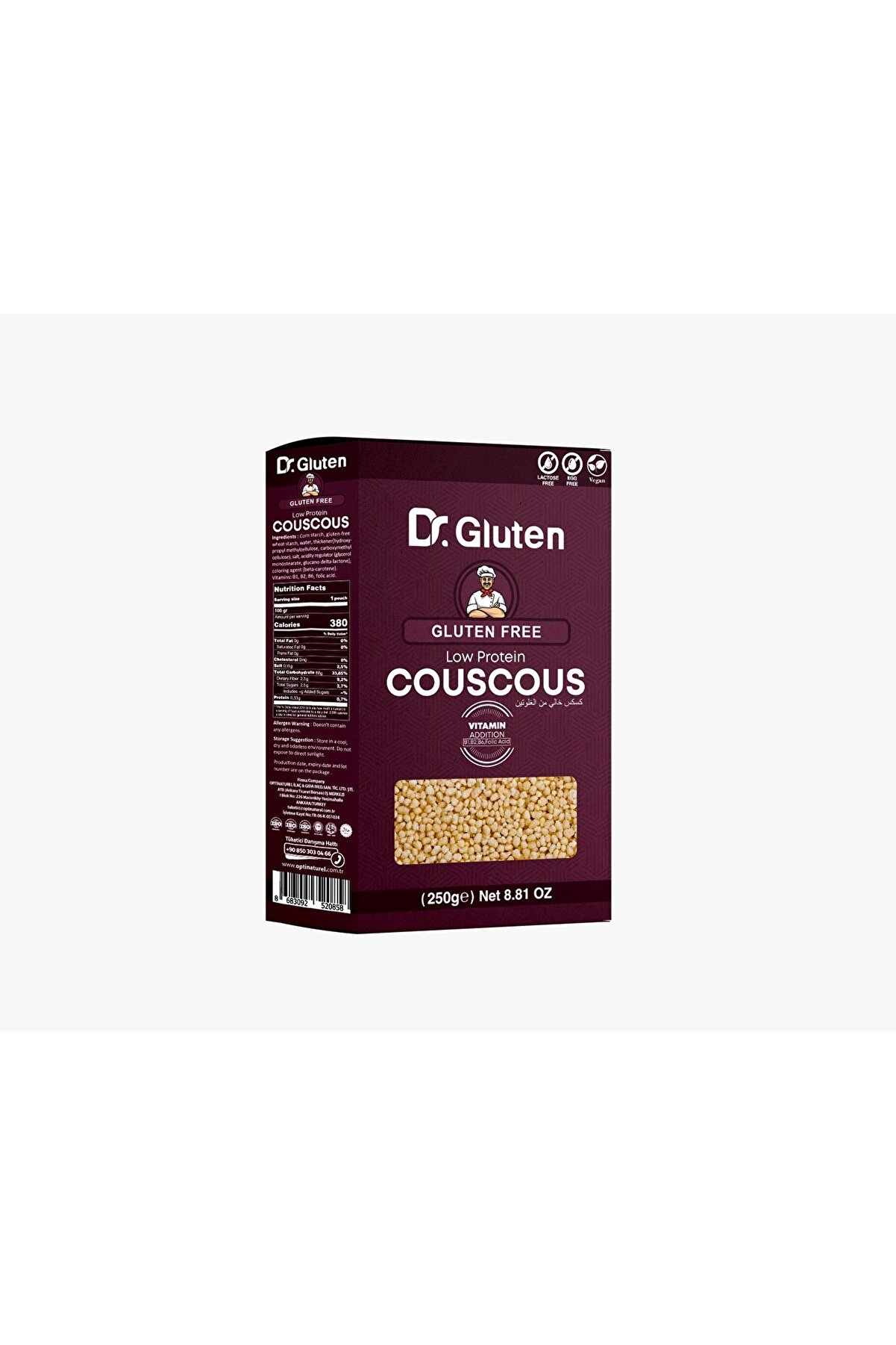 Glutensi̇z Kuskus Düşük Protei̇nli̇ Vegan Ve Laktozsuz 250 G