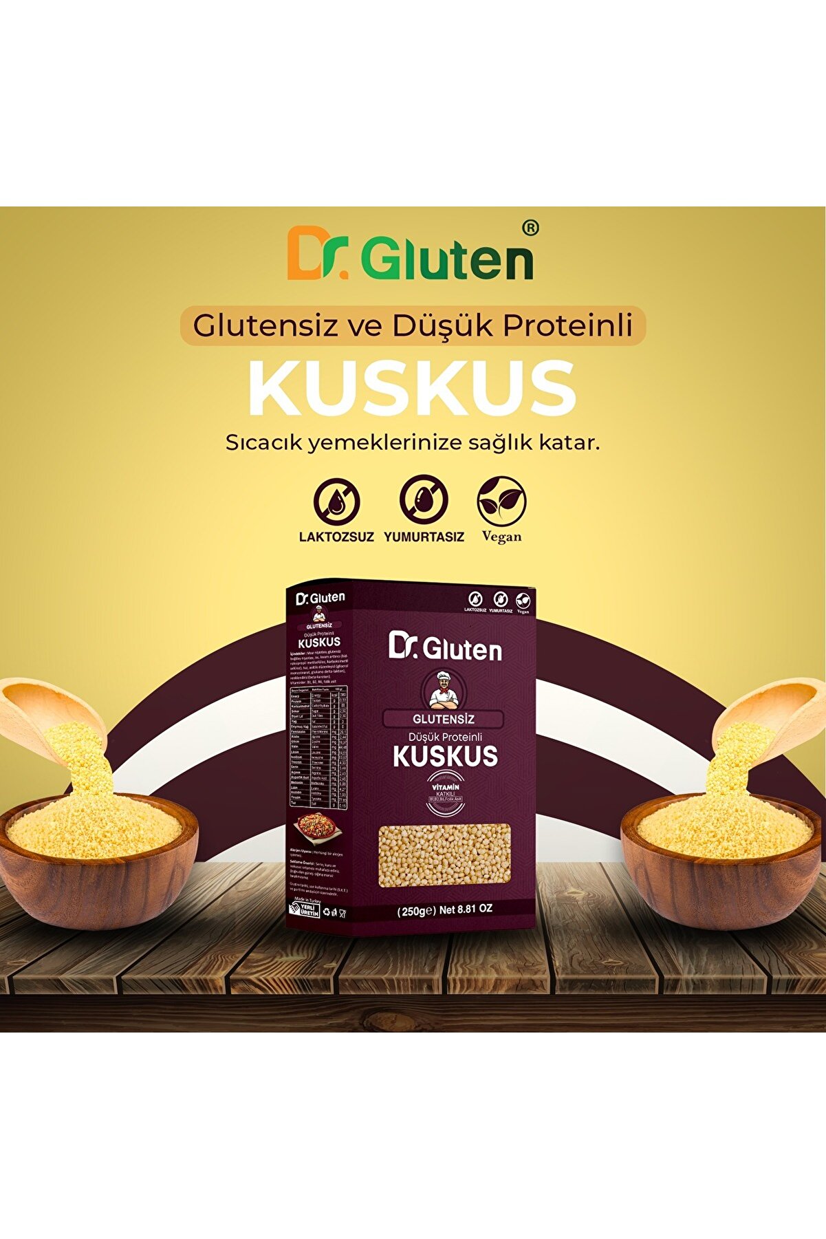 Glutensi̇z Kuskus 2 Adet Düşük Protei̇nli̇ Vegan Ve Laktozsuz 250 G