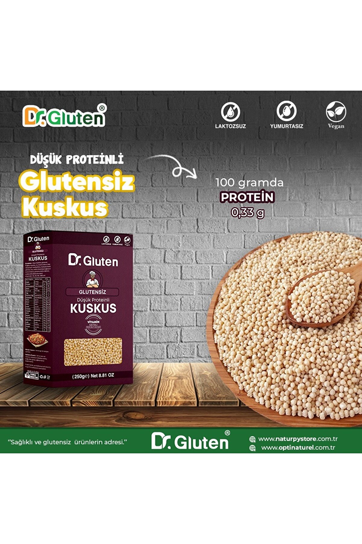 Glutensi̇z Kuskus 2 Adet Düşük Protei̇nli̇ Vegan Ve Laktozsuz 250 G