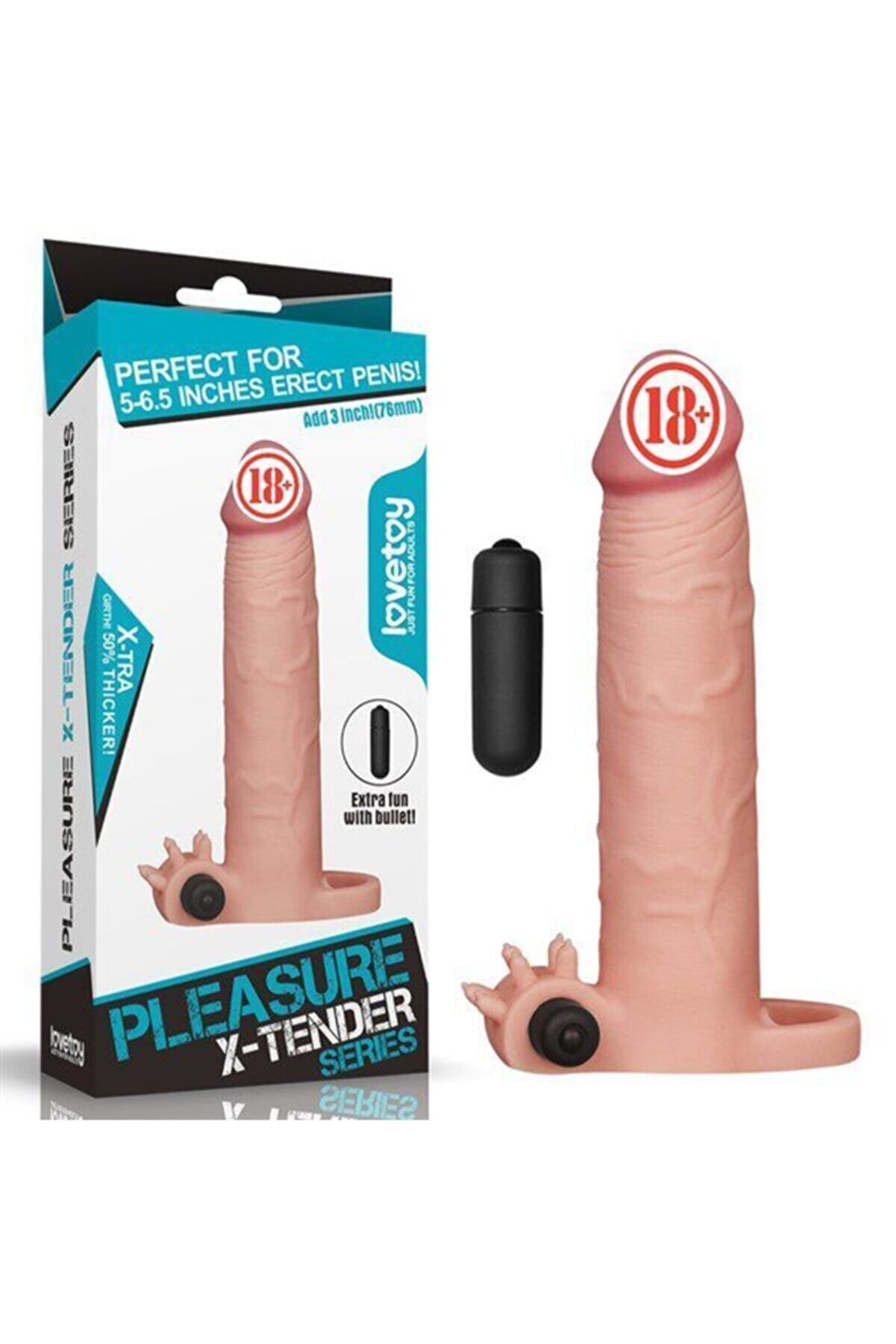 Lovetoy Pleasure X-Tender Ti̇treşi̇mli̇ 76 Mm Uzatmalı Peni̇s Kılıfı