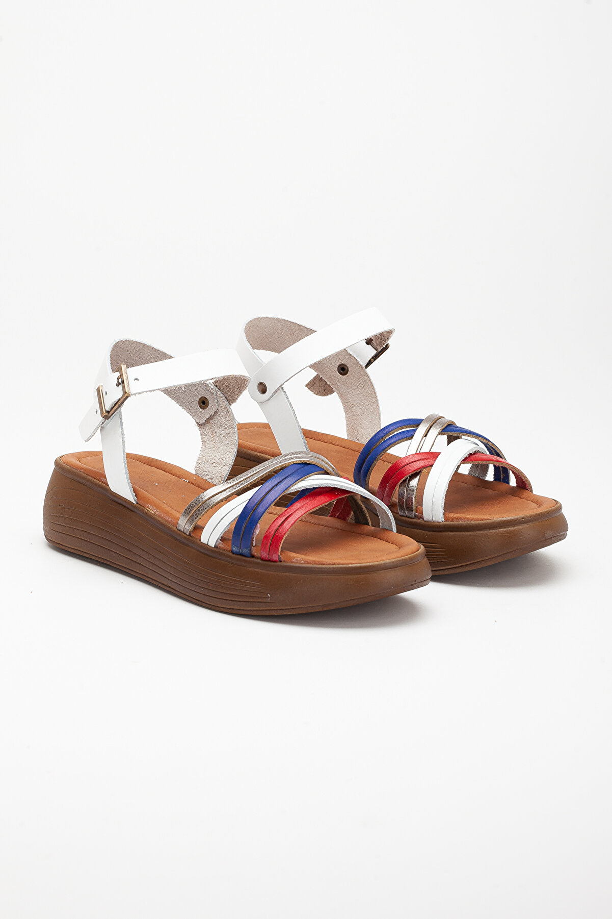 Gult Haki̇ki̇ Deri̇ Sandalet