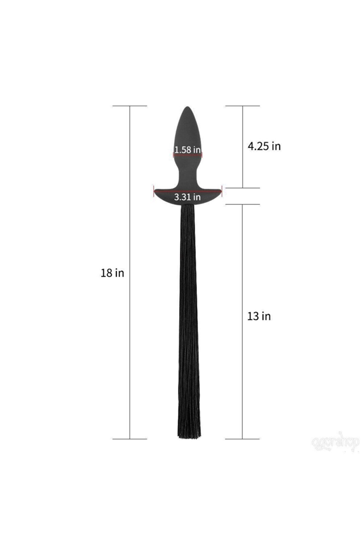 Meyrabest P&uuml;sk&uuml;l&uuml; Uzun Kuyruklu Si̇yah Si̇li̇kon Anal Plug-Af4103