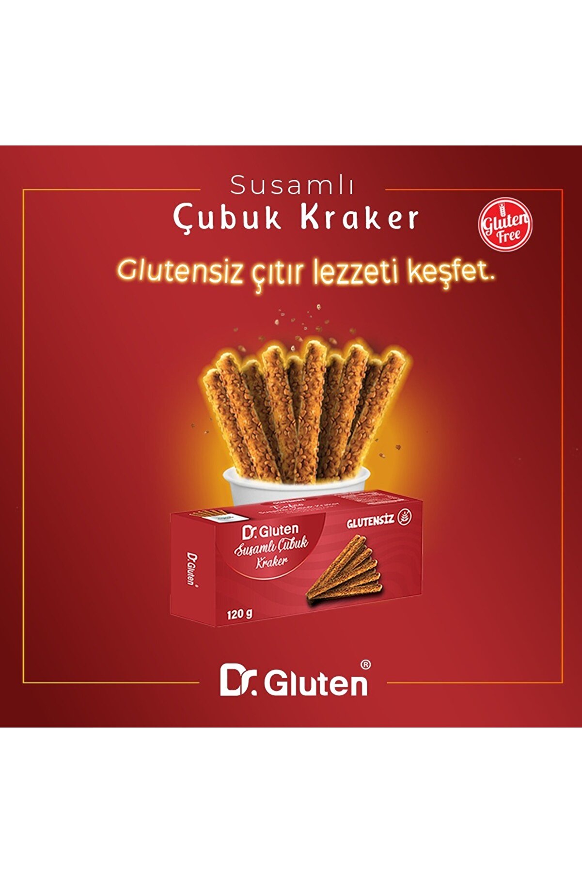 Dr.Gluten Glutensiz Susamlı Çubuk Kraker 120 Gr
