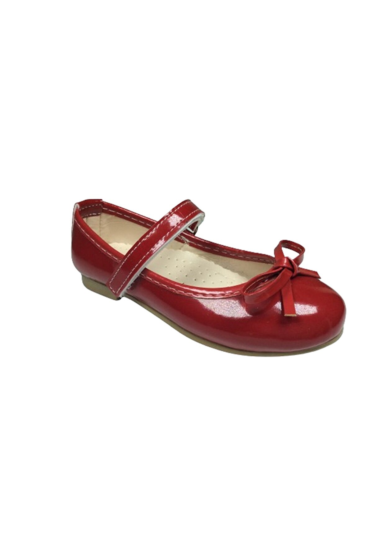 OrtopedikAL OrtopedikAL1510 YDZ Emt Patik Kırmızı Rugan Babet Bıyık Fiyonk Kız Çocuk Abiye Ayakkabı Fantezi