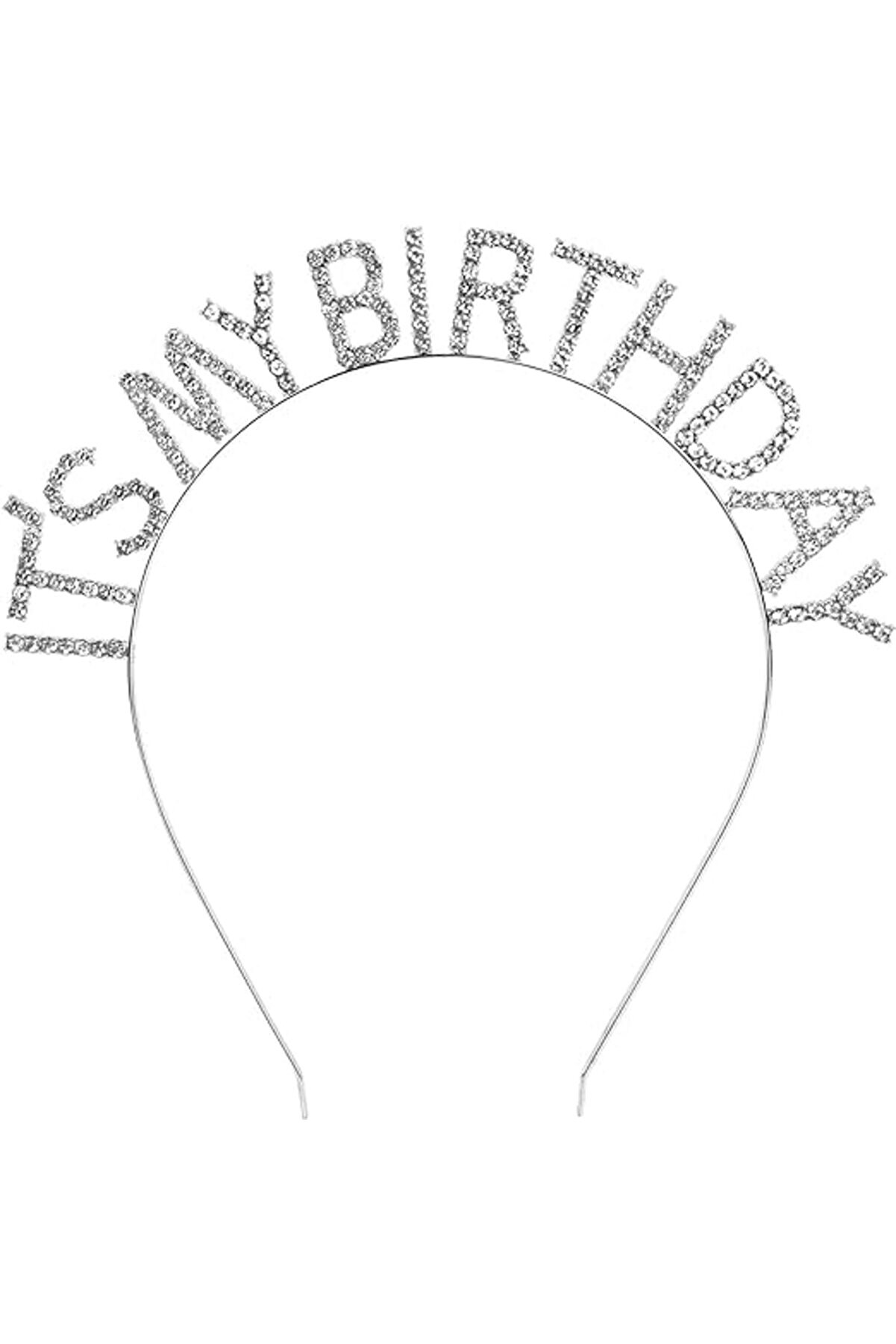 Go İthalat Kri̇stal Taşlı G&uuml;m&uuml;ş Renk İt S My Bi̇rthday Yazılı Doğum G&uuml;n&uuml; Parti̇ Tacı 14X16 Cm (4247)