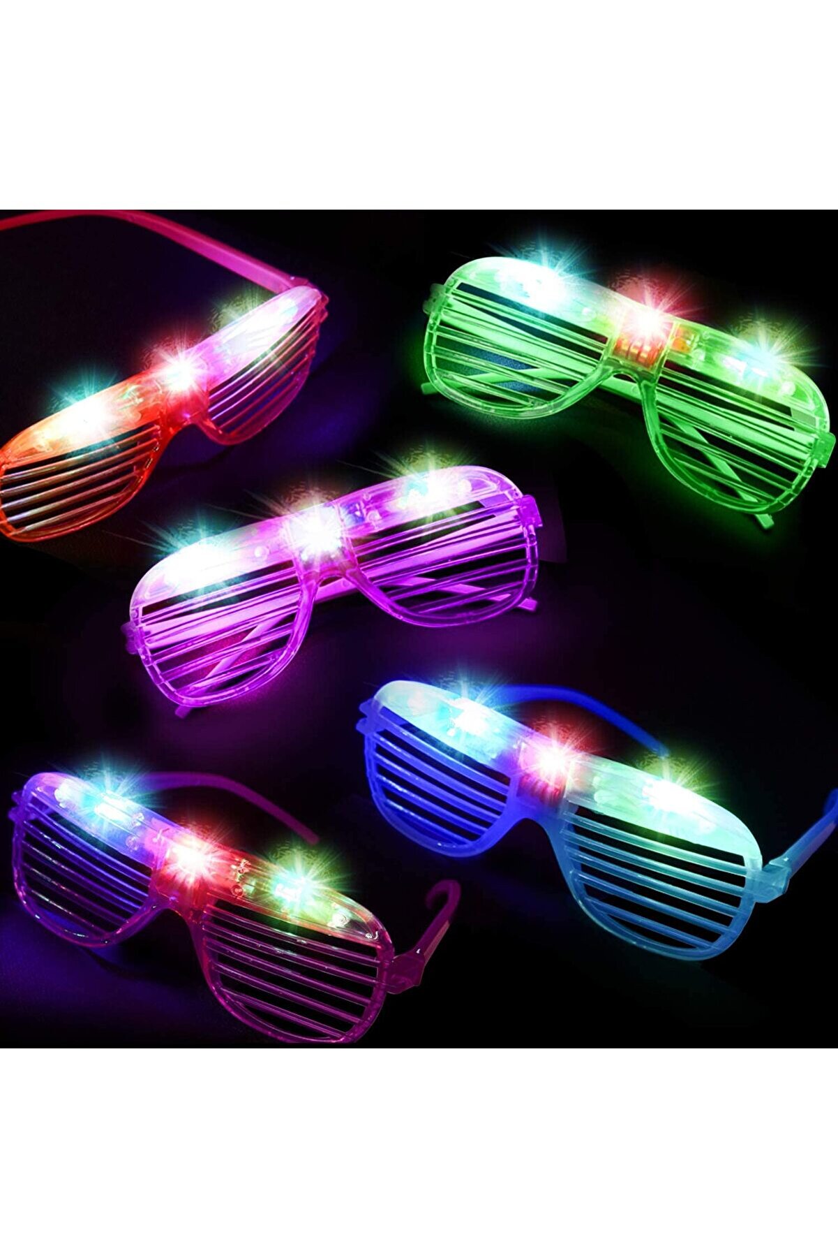 Go İthalat Led Işıklı Pi̇lli̇ Panjur Şeki̇lli̇ Rengarenk Yanıp S&ouml;nen L&uuml;ks Parti̇ G&ouml;zl&uuml;ğ&uuml; Karışık 12 Adet (4247)