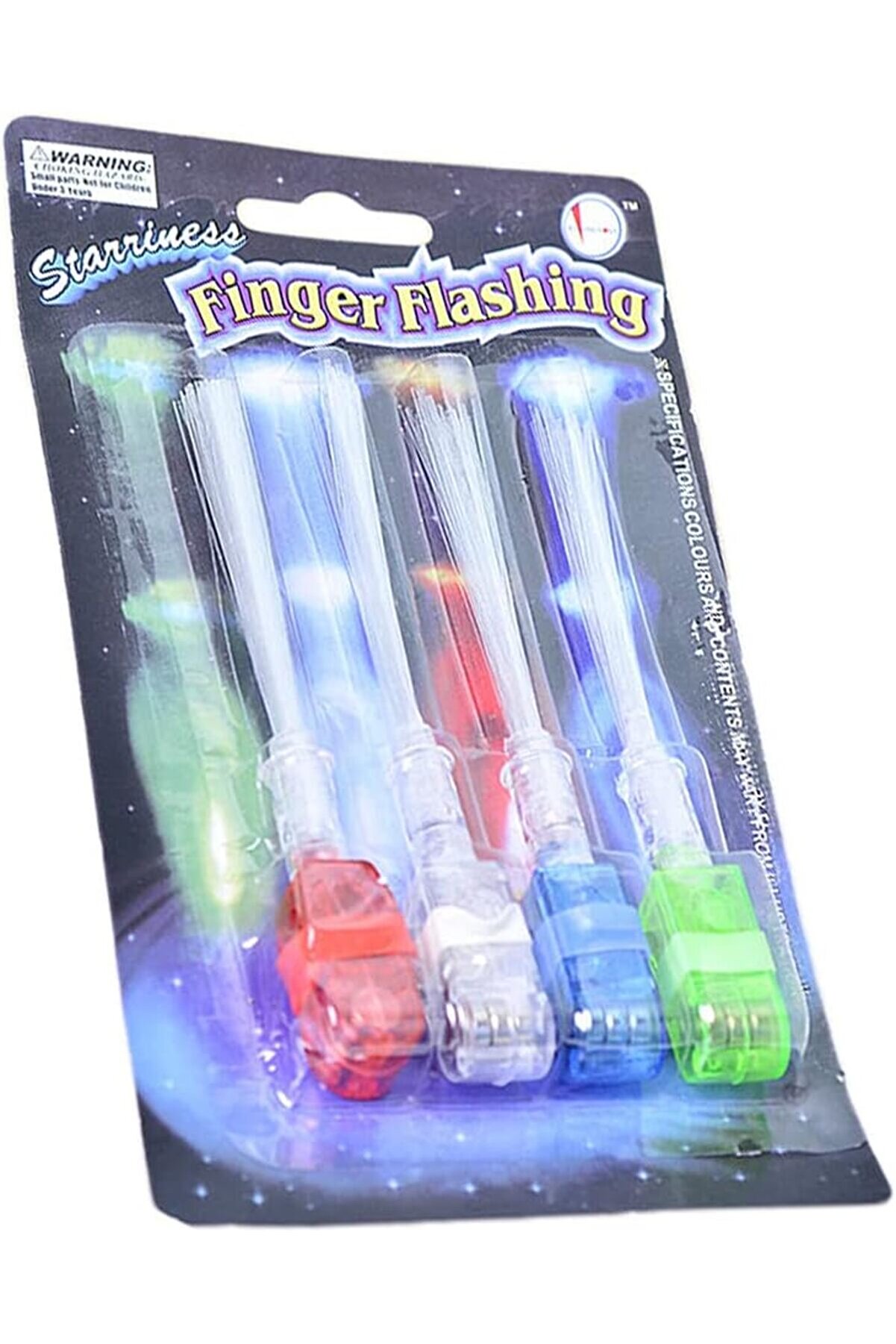 Go İthalat Led Işıklı Renkli̇ P&uuml;sk&uuml;ll&uuml; Parmak Işığı 4 Renk 4 Adet (4247)