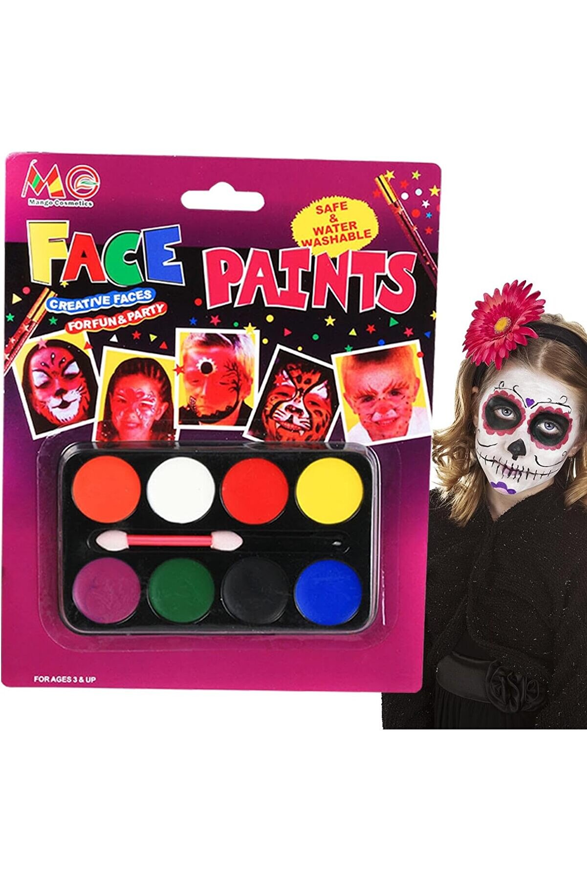 Go İthalat Palya&ccedil;o Y&uuml;z Boyama Seti̇ Fır&ccedil;alı Makyaj Boyama Seti̇ 8 Renk (4247)