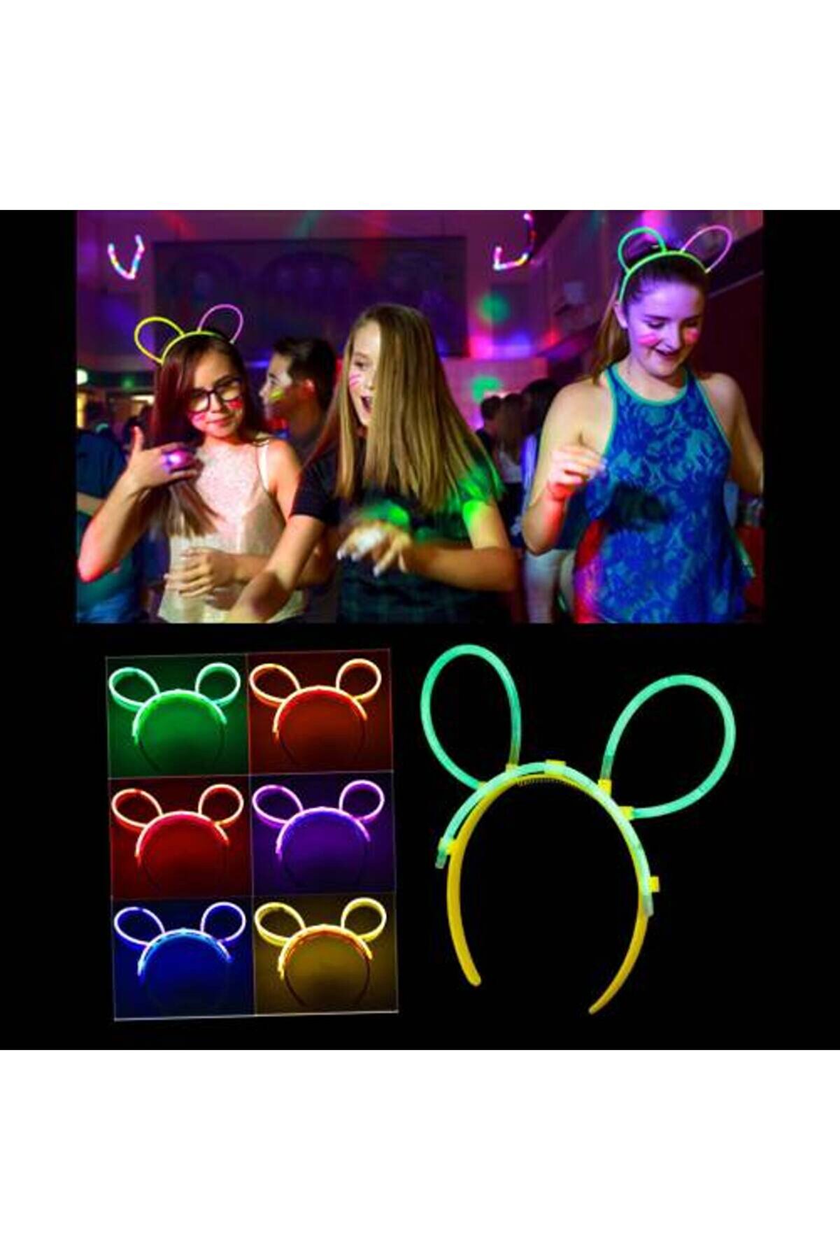 Go İthalat Glow Ta&ccedil; Fosforlu Ta&ccedil; Karışık Renk 12 Adet (4247)