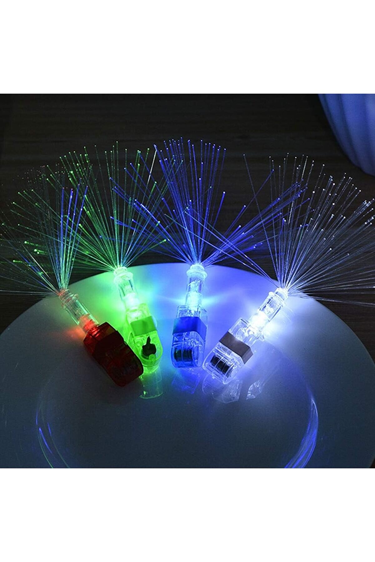 Go İthalat Led Işıklı Renkli̇ P&uuml;sk&uuml;ll&uuml; Parmak Işığı 4 Renk 4 Adet (4247)