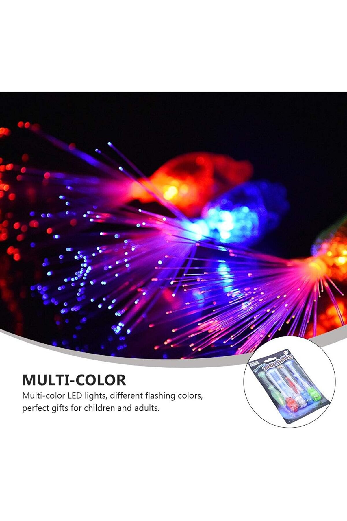 Go İthalat Led Işıklı Renkli̇ P&uuml;sk&uuml;ll&uuml; Parmak Işığı 4 Renk 4 Adet (4247)