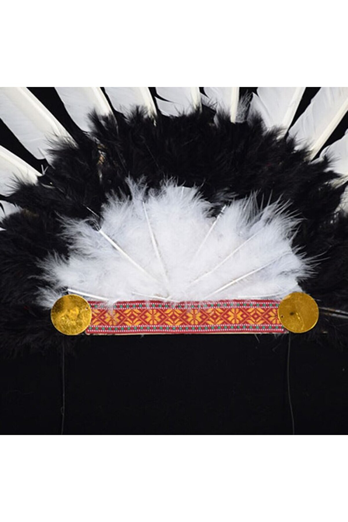 Go İthalat Beyaz T&uuml;yl&uuml; Si̇yah Kırmızı B&uuml;y&uuml;k Hi̇ntli̇ Kızılderi̇li̇ Başlığı (4247)