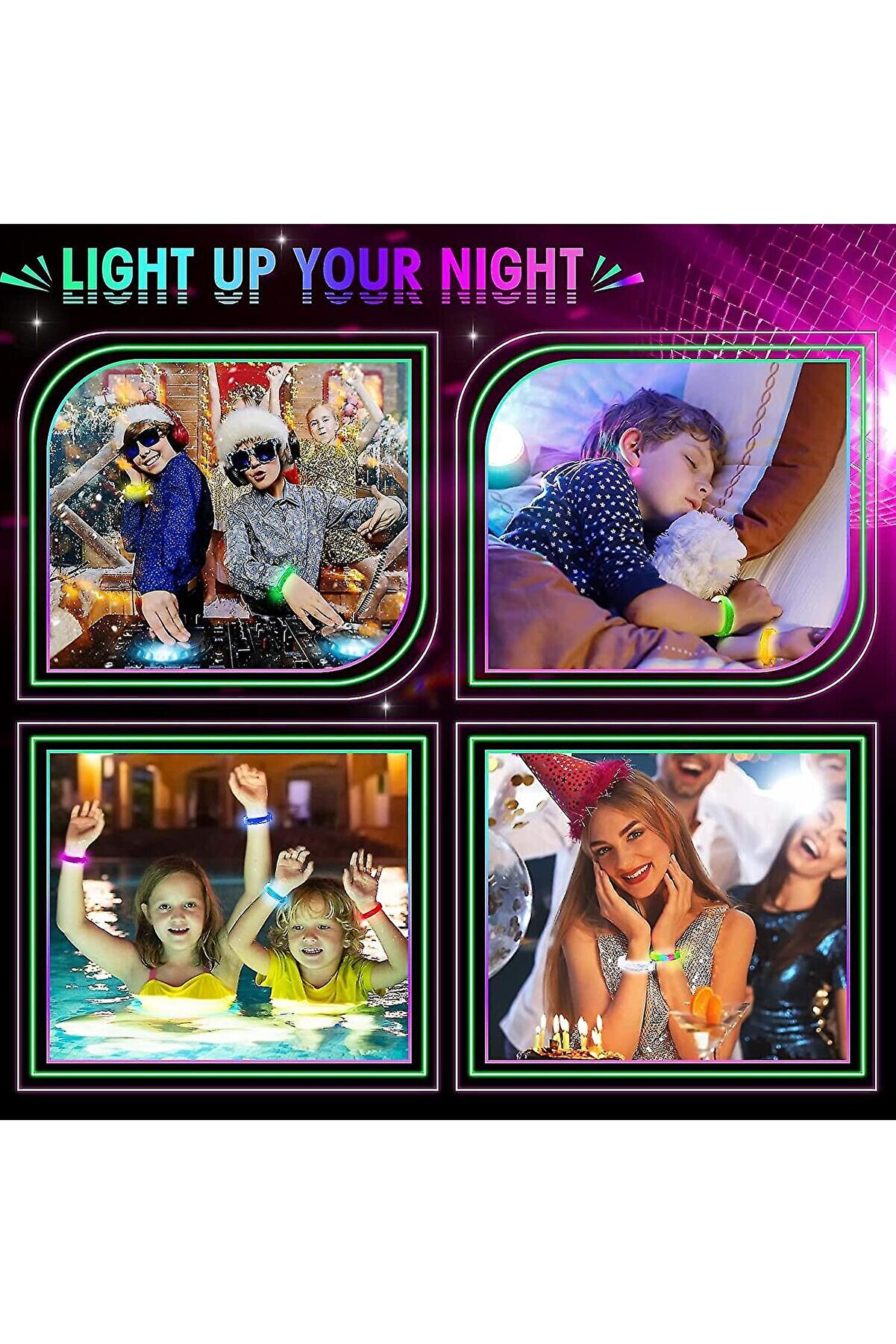 Go İthalat Led Işıklı Pi̇lli̇ Işıklı Rengarenk Kalın Bi̇lekli̇k Işıklı Bi̇lezi̇k Karışık Renk 1 Adet (4247)