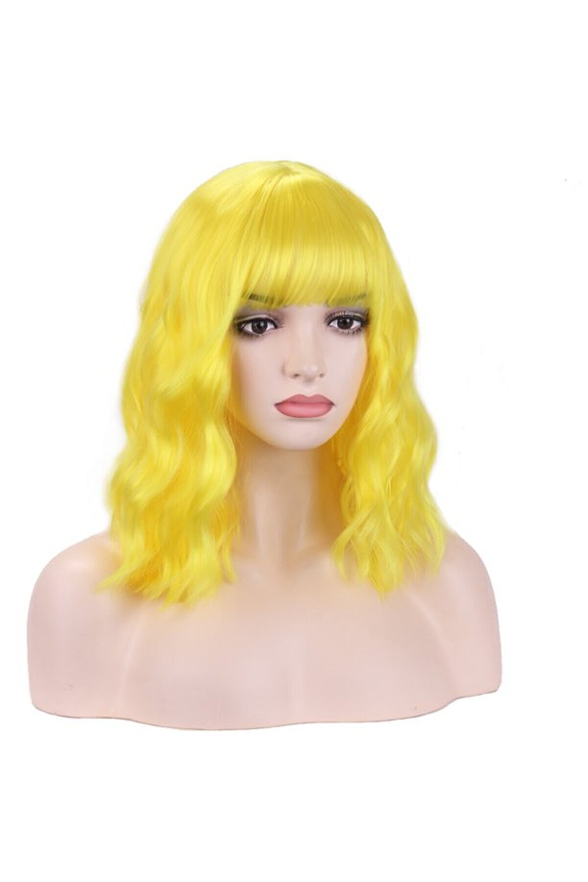 Go İthalat Sarı Renk Uzun Dalgalı Parti̇ Peruğu (4247)